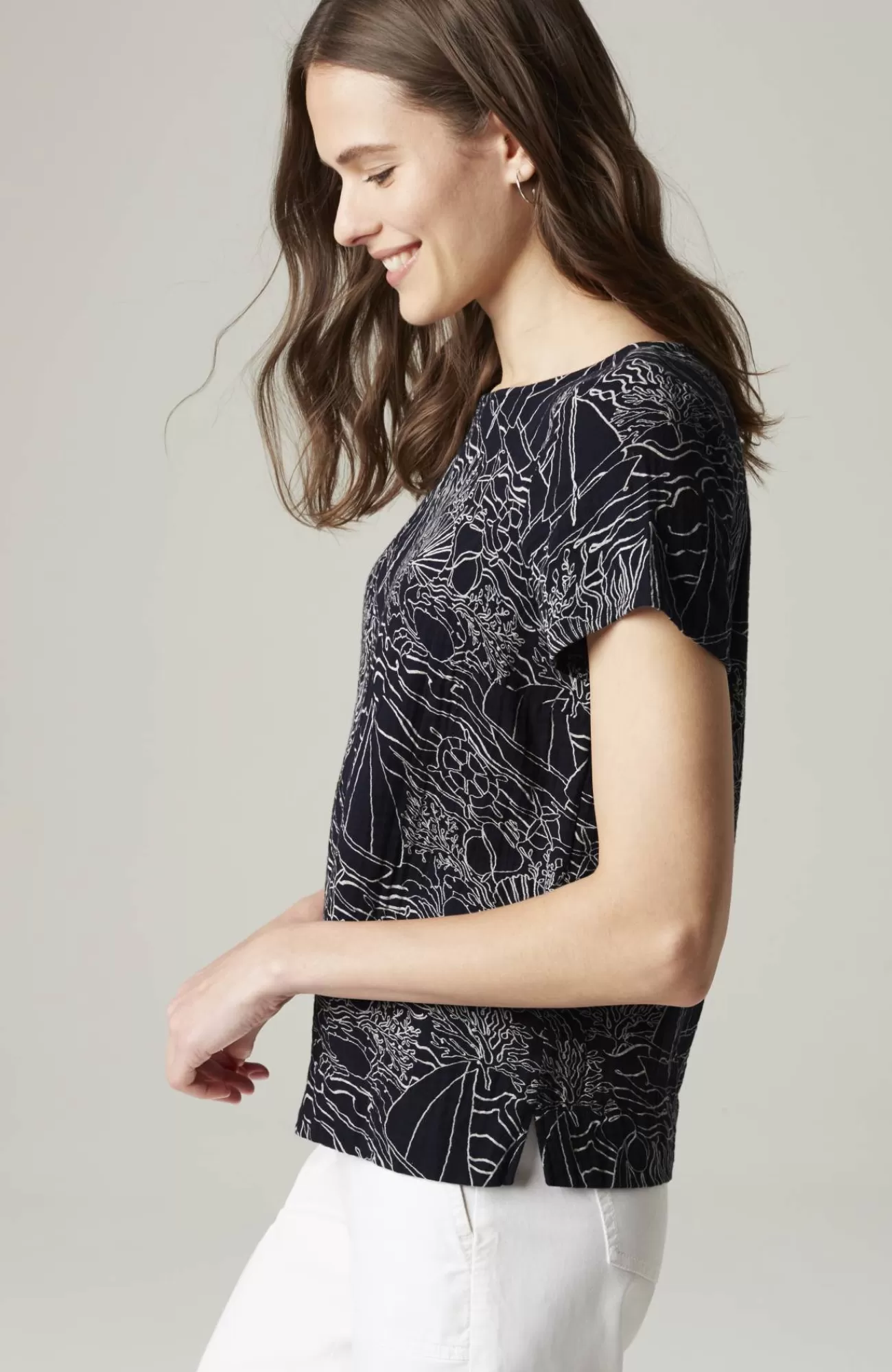 J.Jill Cotton-Gauze Cap-Sleeve Top Shop