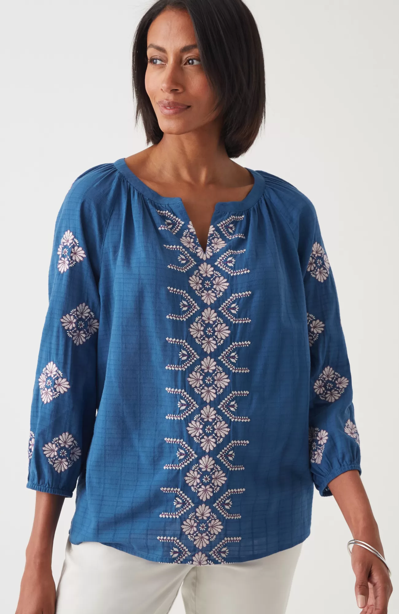 embroidered_texturedcotton_top_4-1.webp J.Jill Embroidered Textured-Cotton Top Coastline Multi Sale