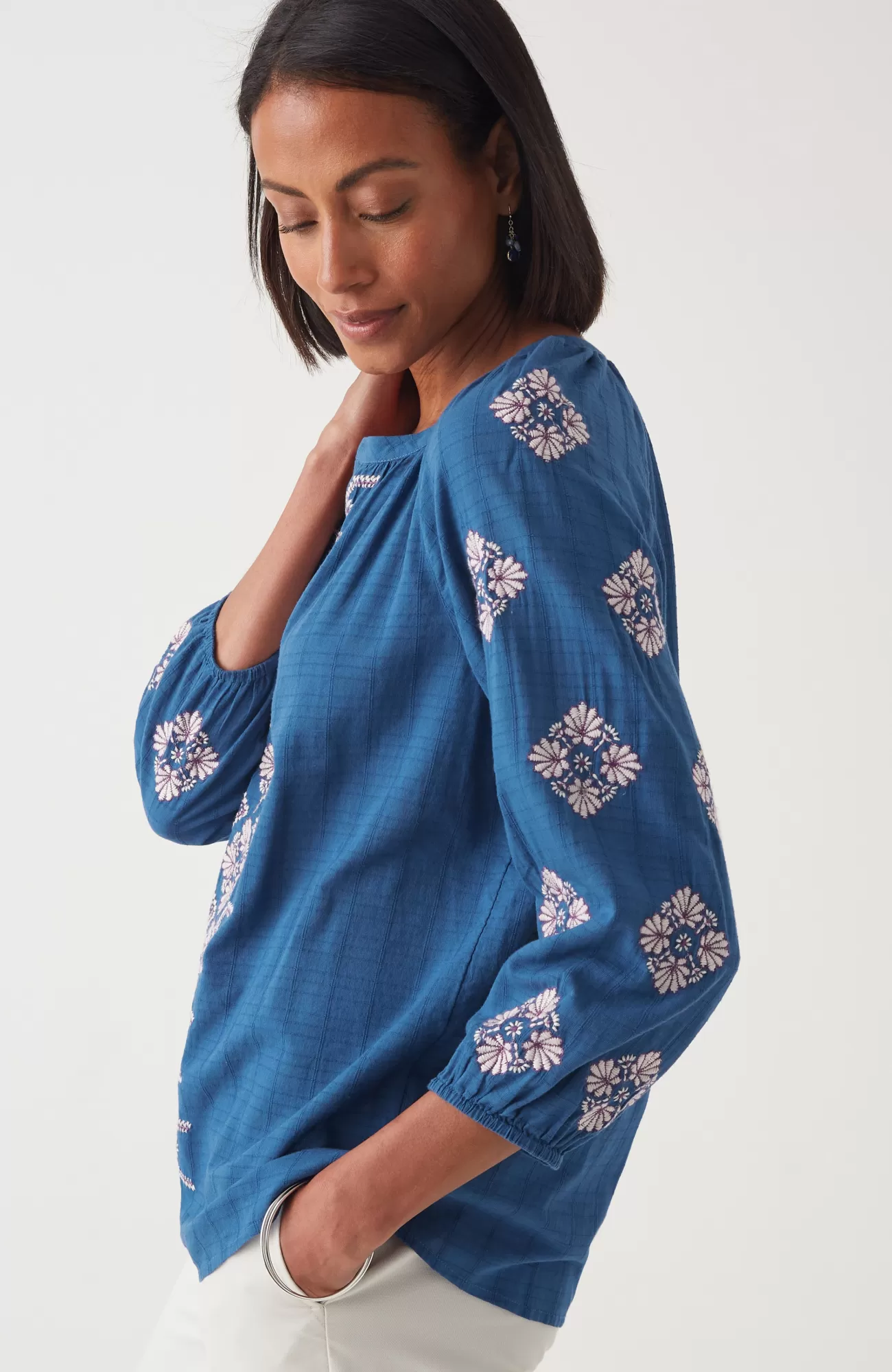 embroidered_texturedcotton_top_5-1.webp J.Jill Embroidered Textured-Cotton Top Coastline Multi Sale