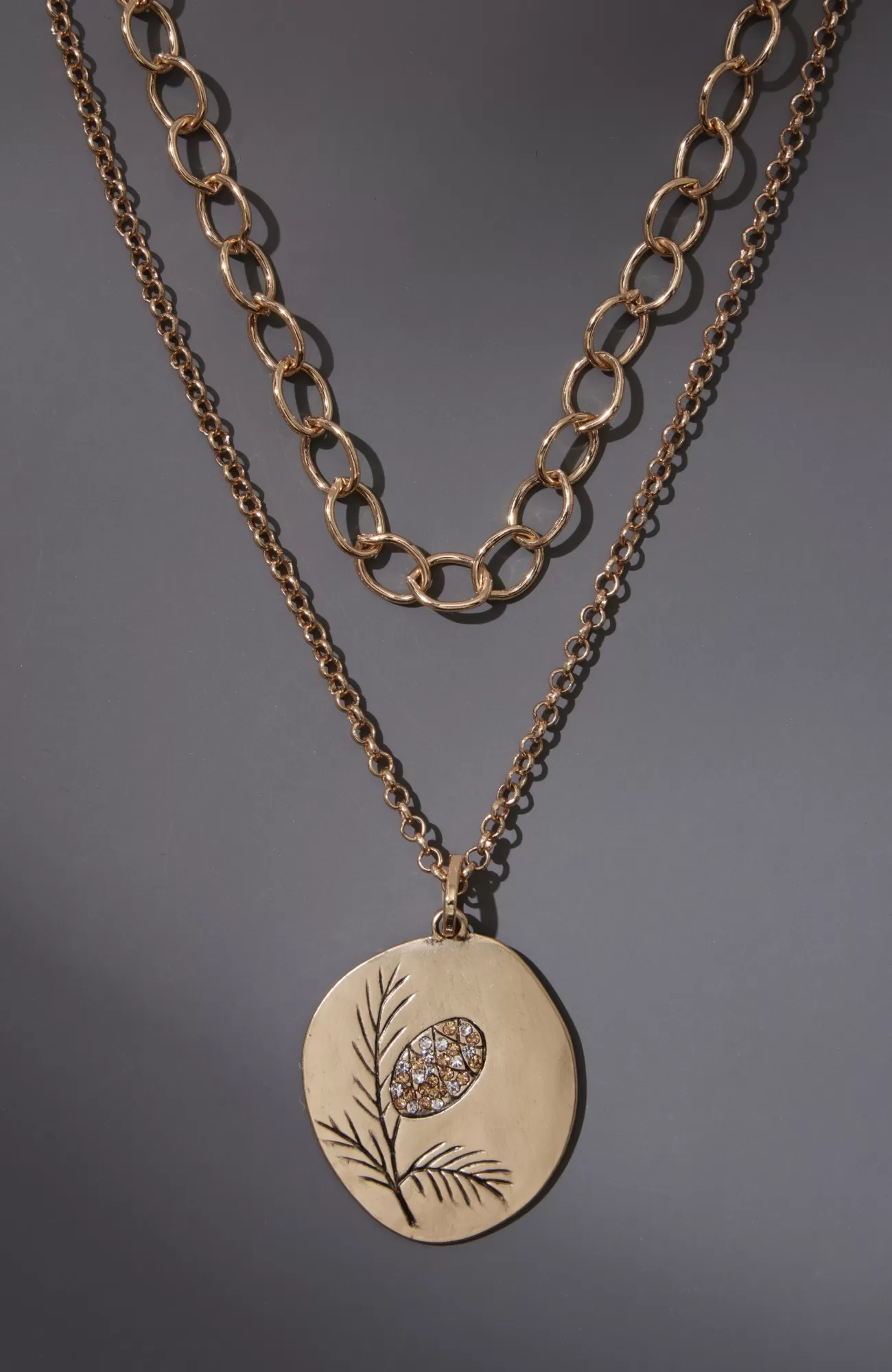 J.Jill Etched Pinecone Pendant Necklace Goldtone Best