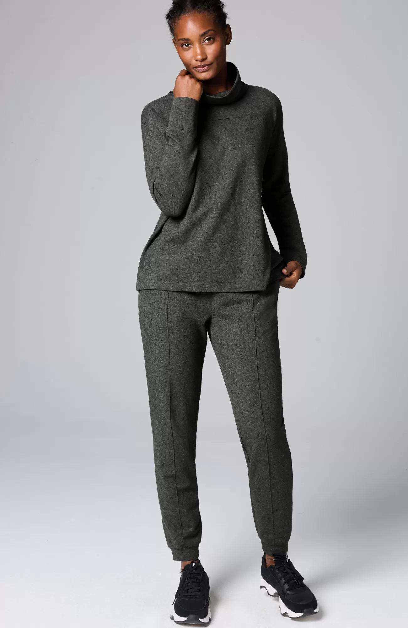 J.Jill Fit Fleece Turtleneck Top Dark Charcoal Heather Store