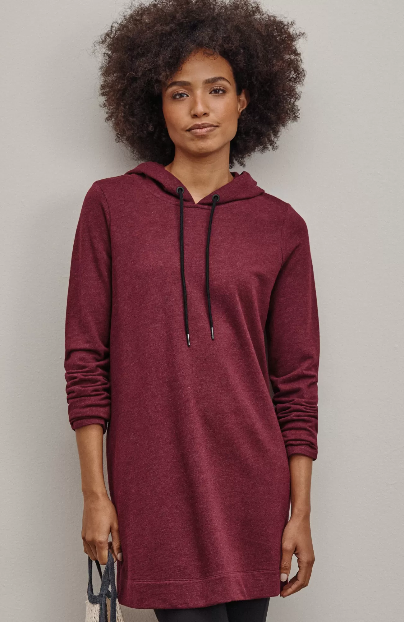 J.Jill Fit French Terry Side-Zip Hooded Tunic Burgundy Heather Online