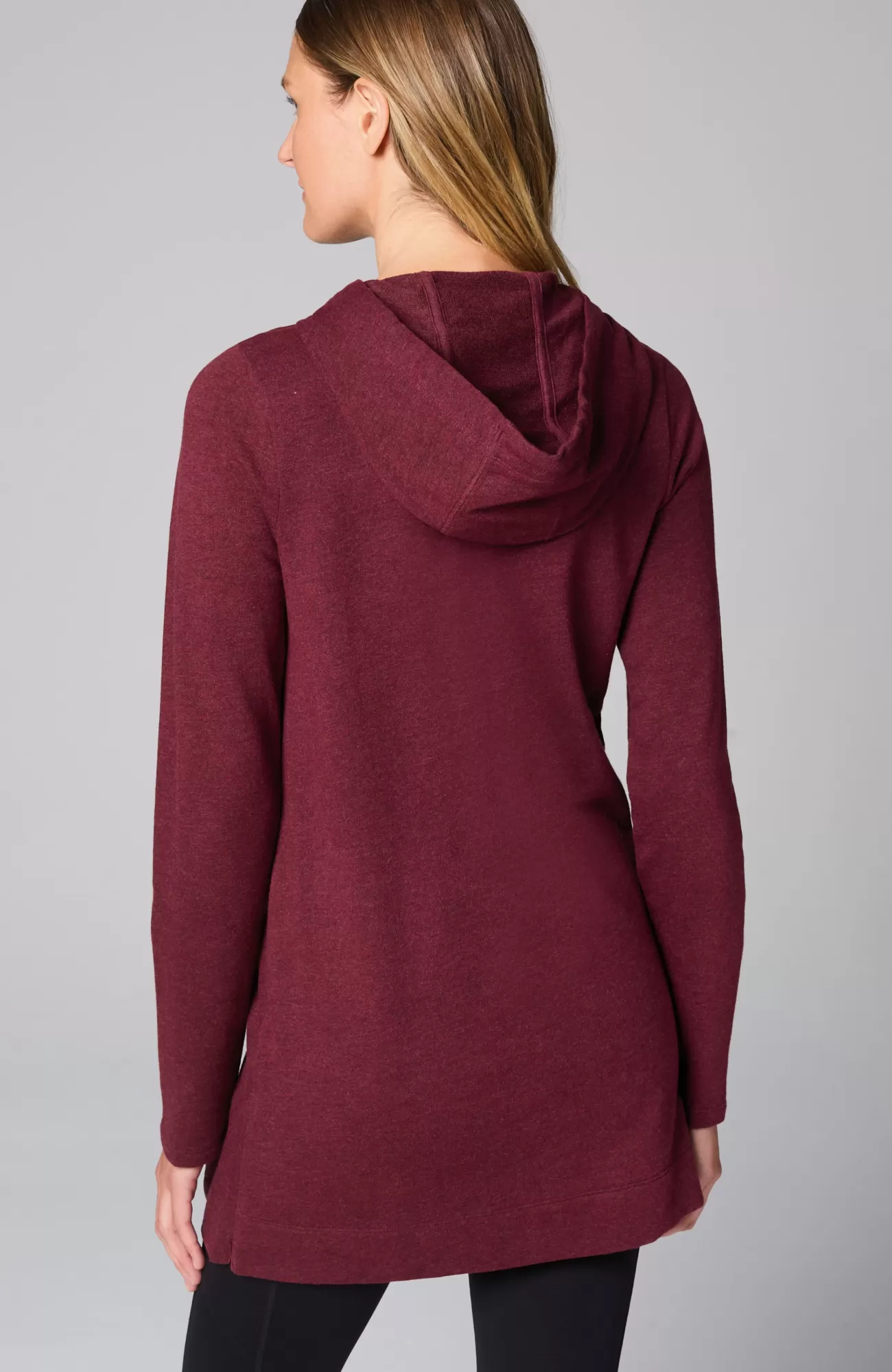 J.Jill Fit French Terry Side-Zip Hooded Tunic Burgundy Heather Online