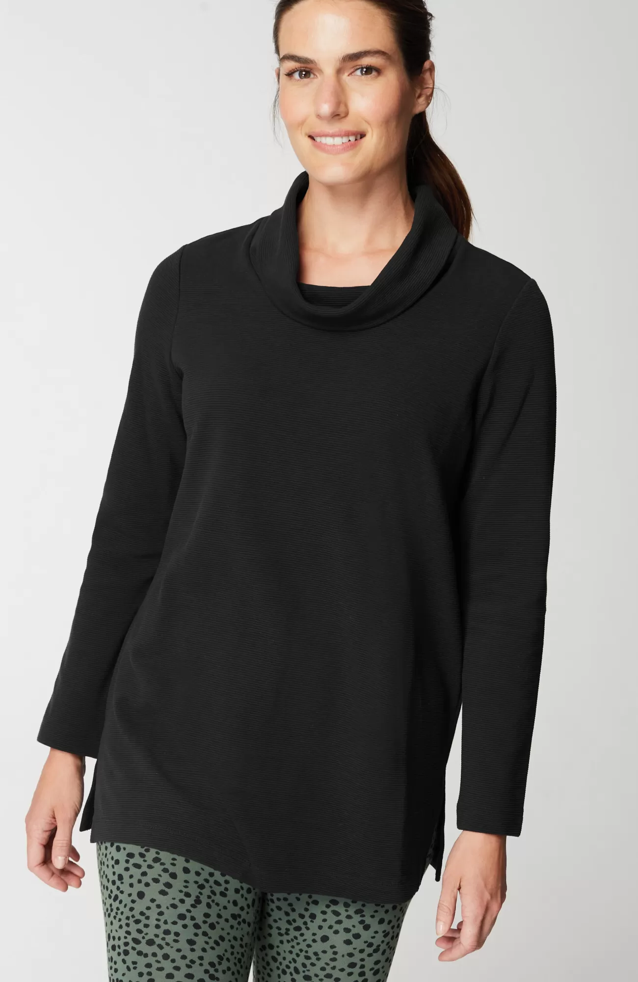 J.Jill Fit Ottoman Cowl-Neck Tunic Black Cheap