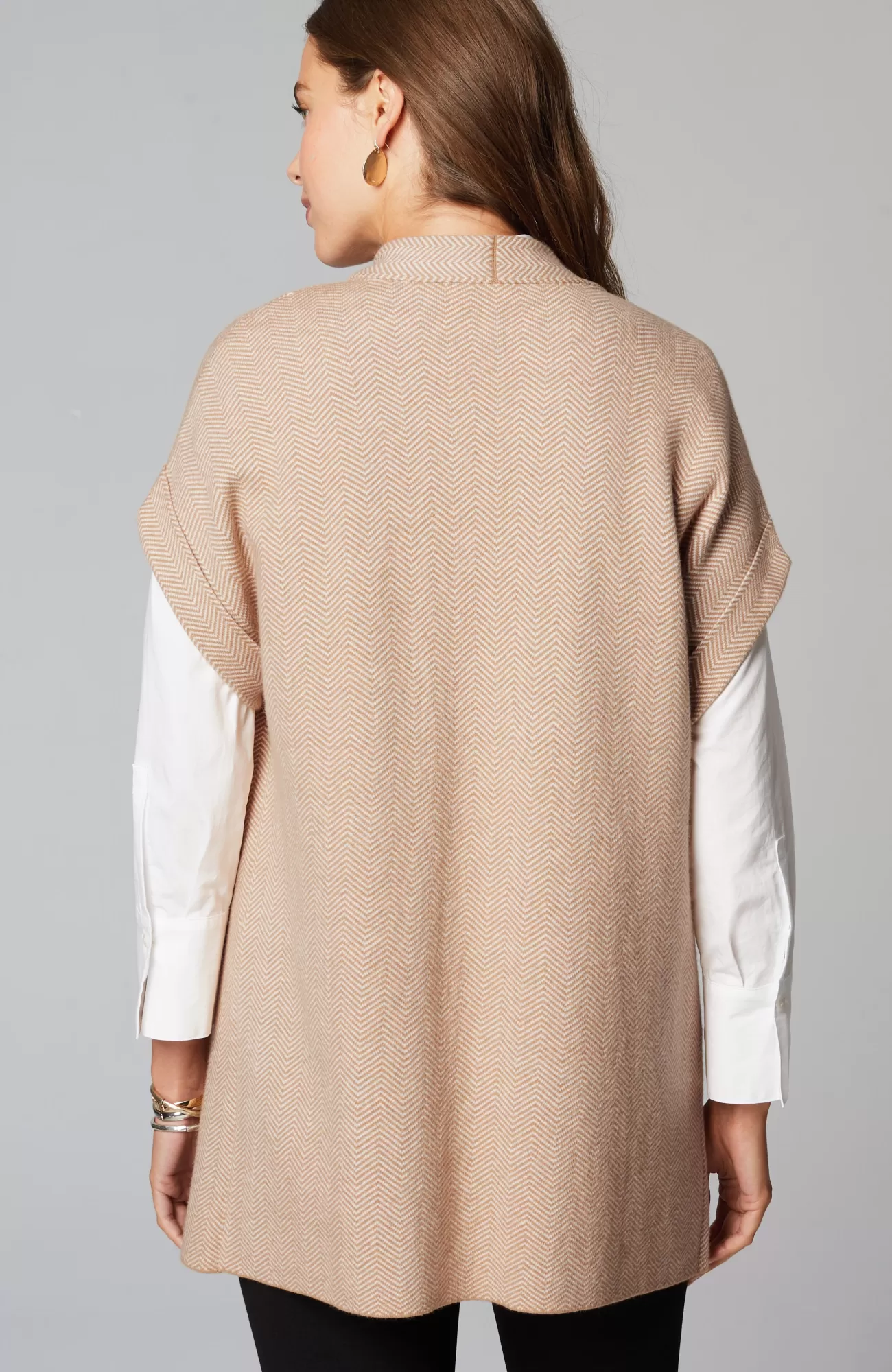 J.Jill Herringbone Gilet Caramel/cream Cheap