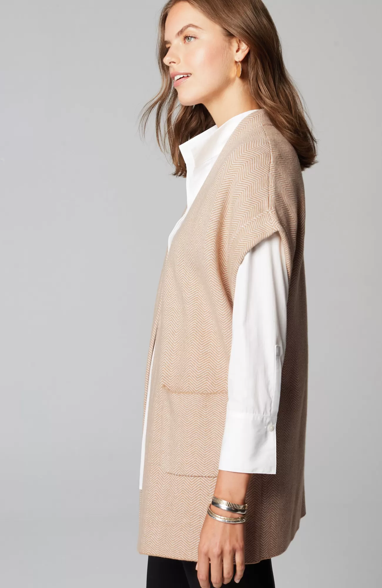 herringbone_gilet_4-1.webp J.Jill Herringbone Gilet Caramel/cream Cheap