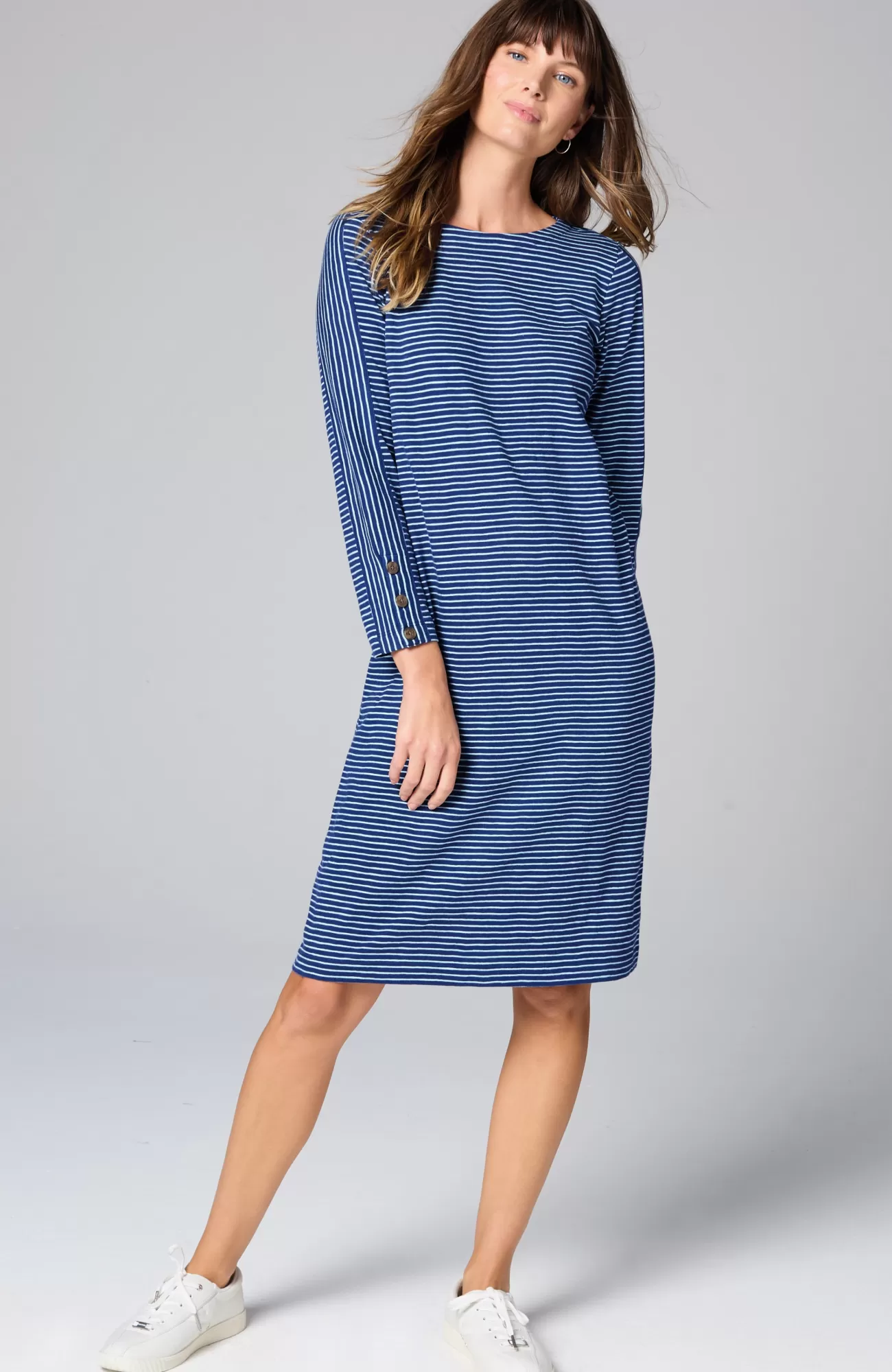 J.Jill Knit Button-Cuff Dress Ocean/sea Mist Cheap