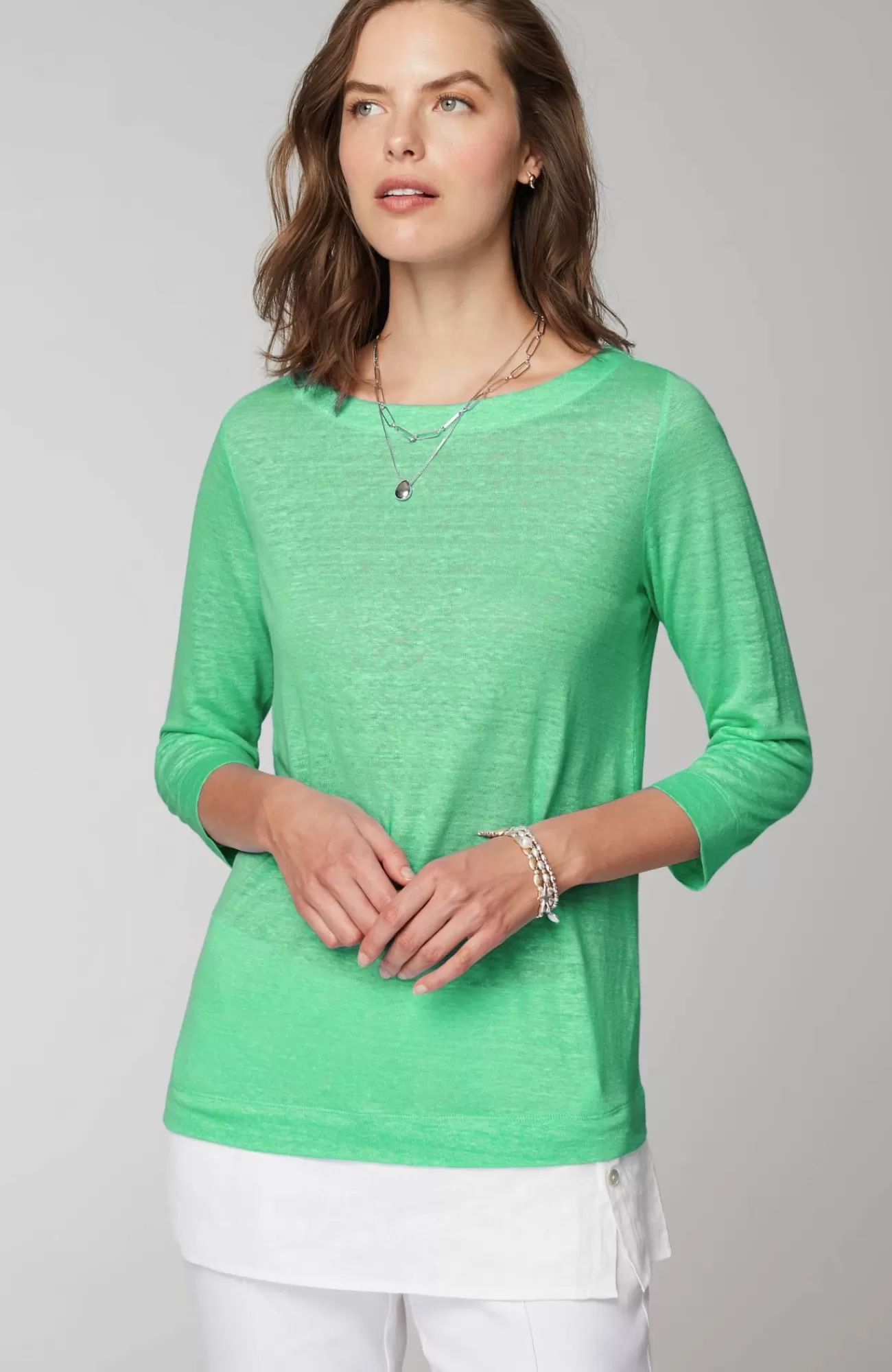 J.Jill Layered-Hem Mixed-Media Linen Tunic Best Sale