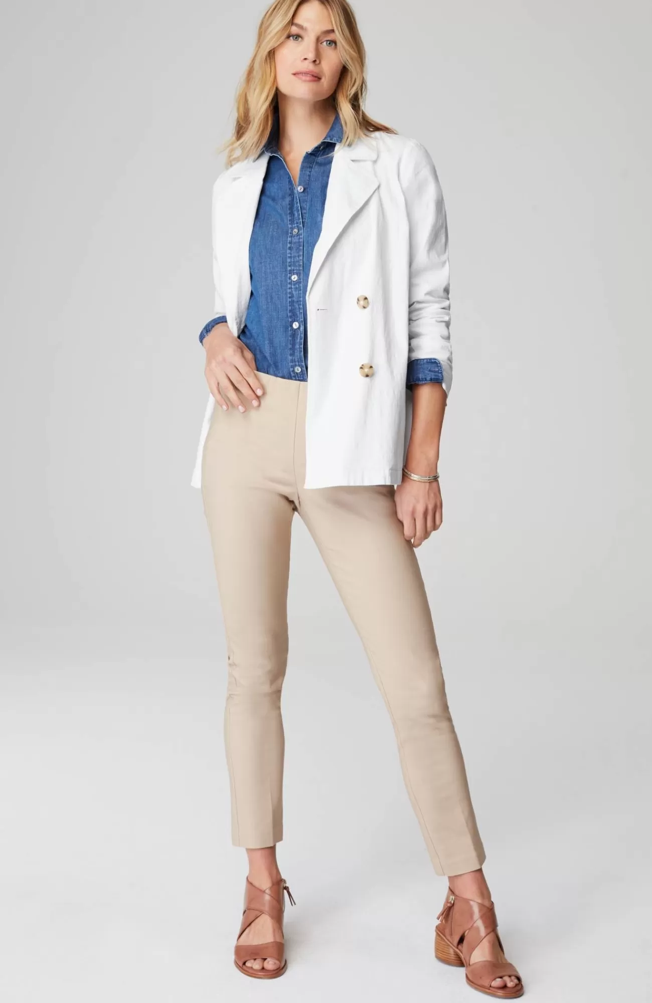 J.Jill Lightweight Double-Breasted Jacket White Best Sale