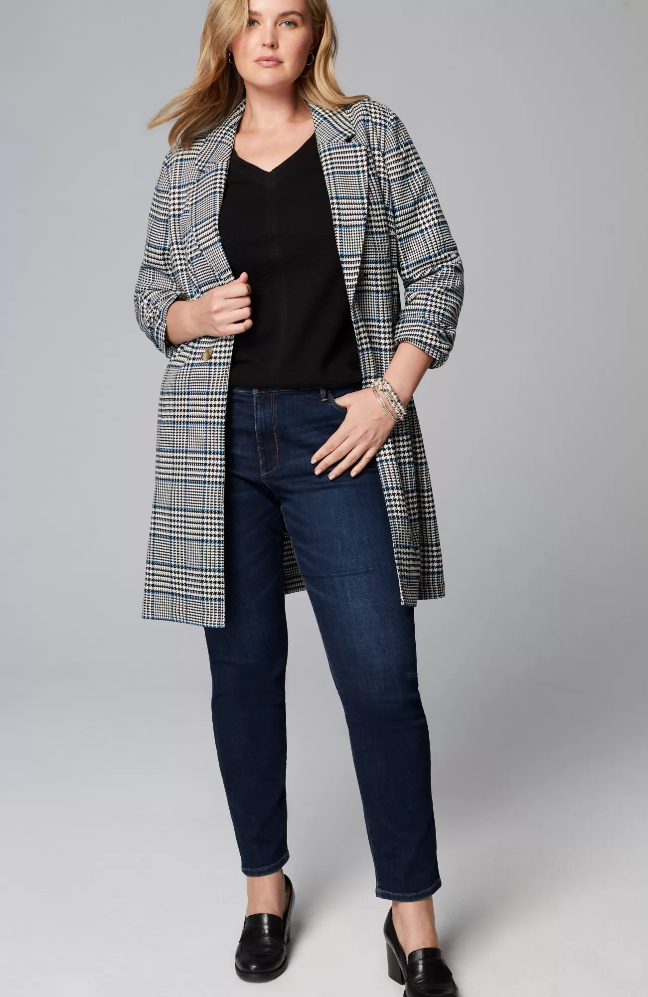 J.Jill Long Plaid Duster Jacket Barley Multi Cheap