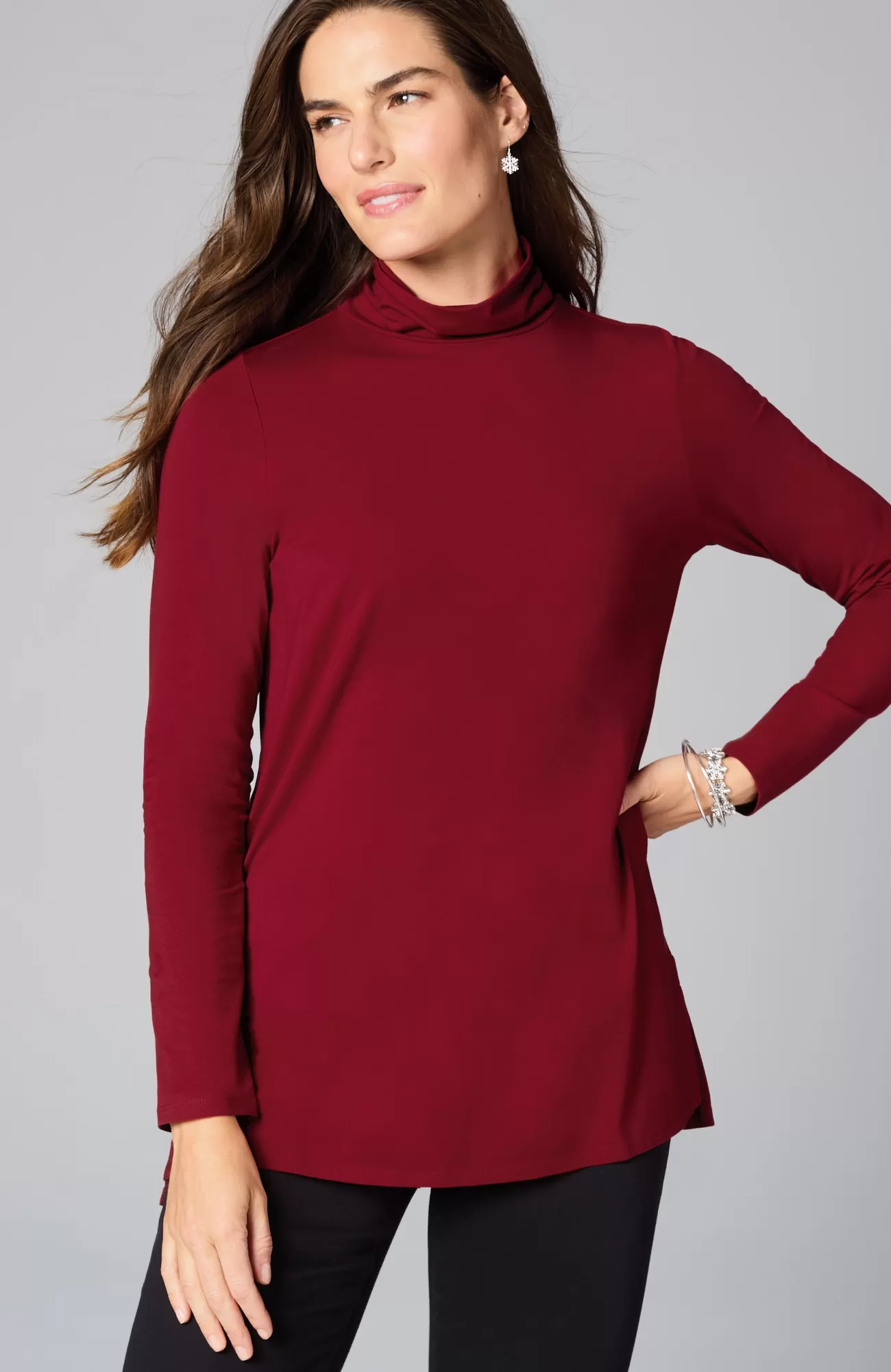 luxe_supima_turtleneck_tunic_8-2.webp J.Jill Luxe Supima® Turtleneck Tunic Vermilion Hot