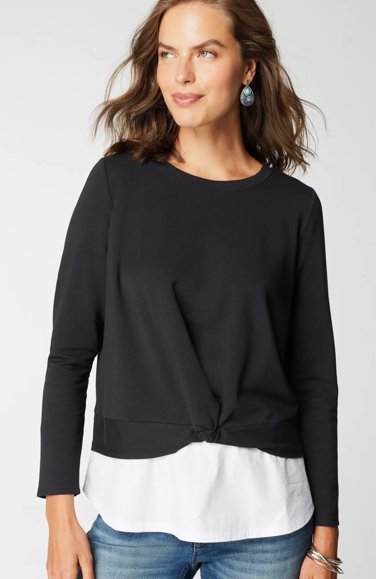 J.Jill Mixed-Media Twist-Front Top Cheap