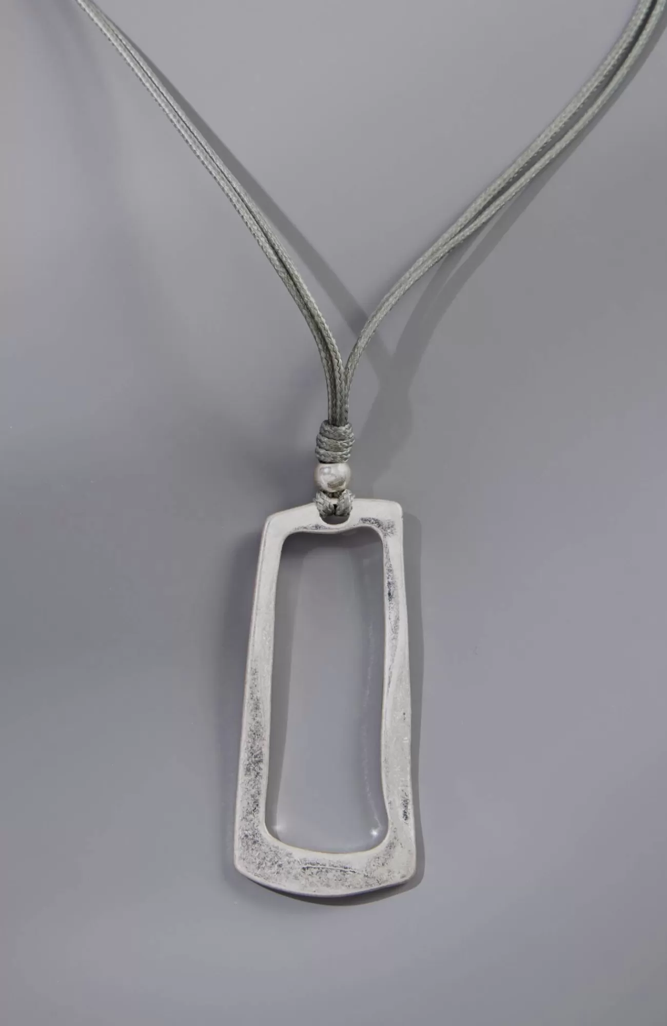 J.Jill Modern Elements Rectangular Pendant Necklace Silvertone New