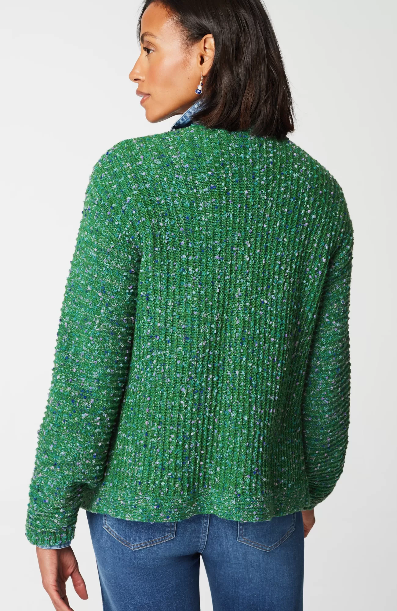 J.Jill Multicolored Cardi Hunter Green Multi Outlet