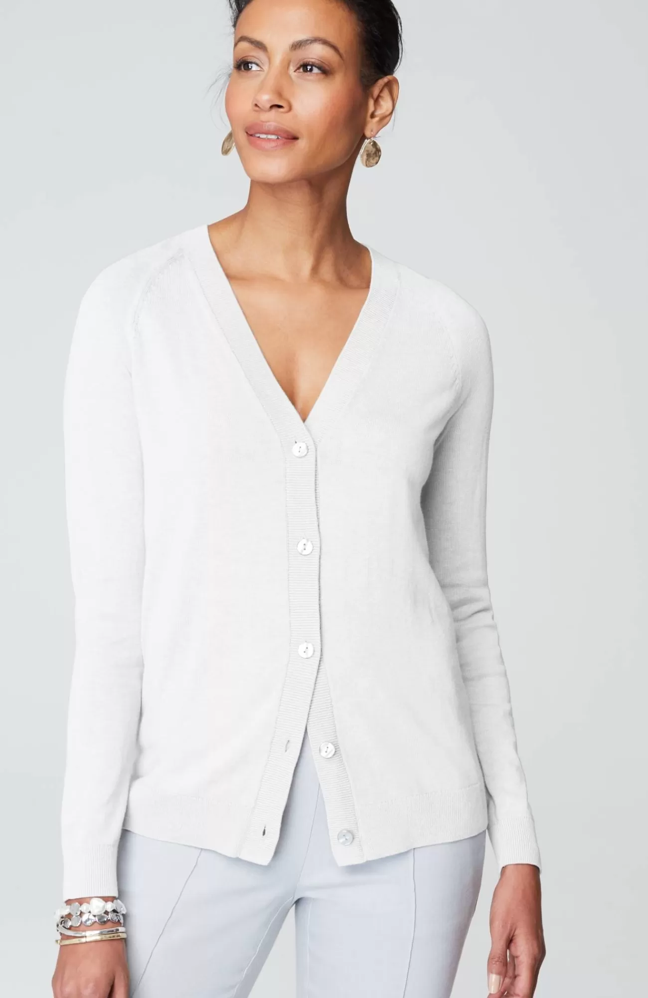 J.Jill Organically Grown Cotton V-Neck Cardi Hot