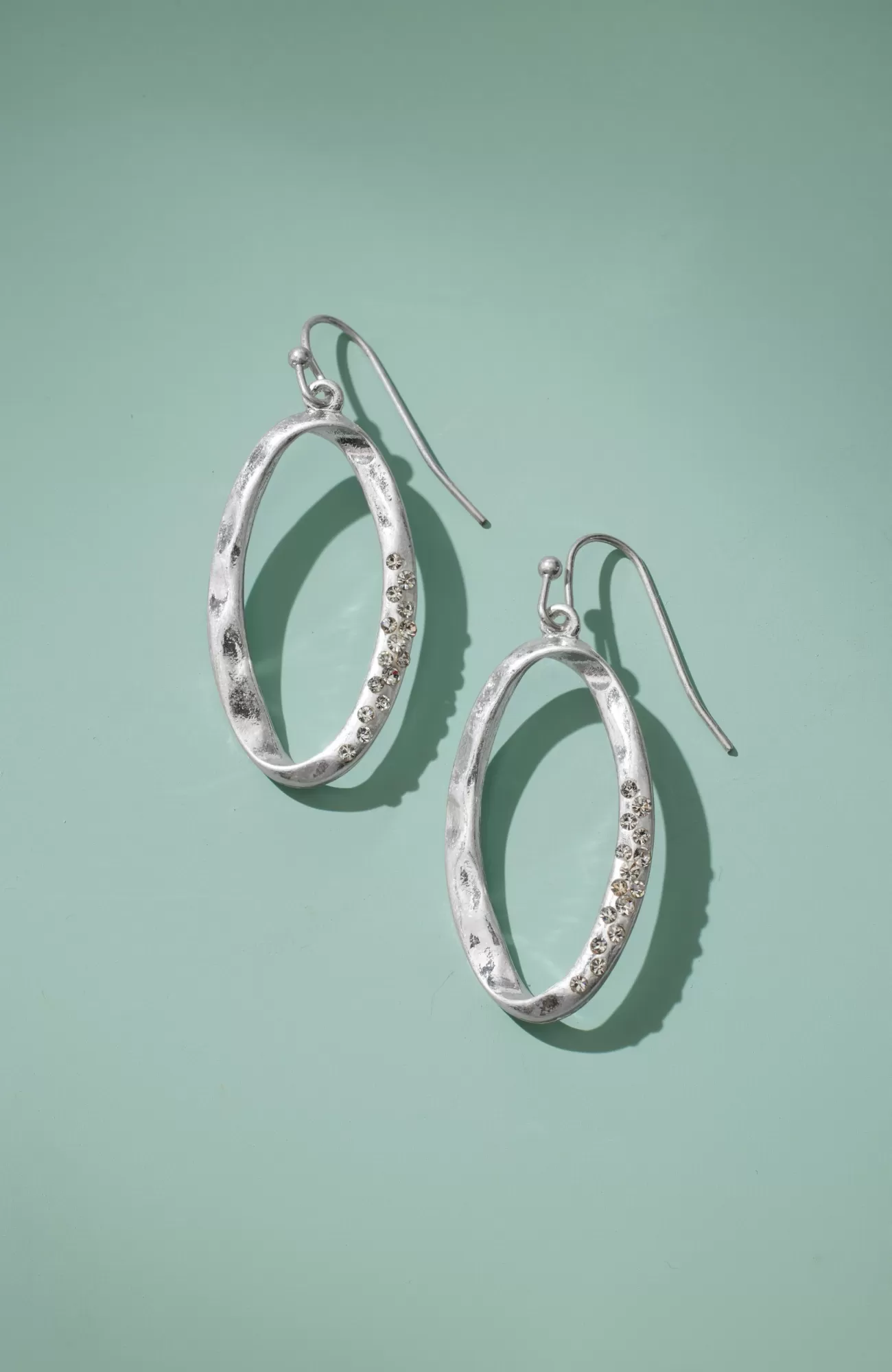 J.Jill Oval Pavé Hoop Earrings Silvertone Cheap