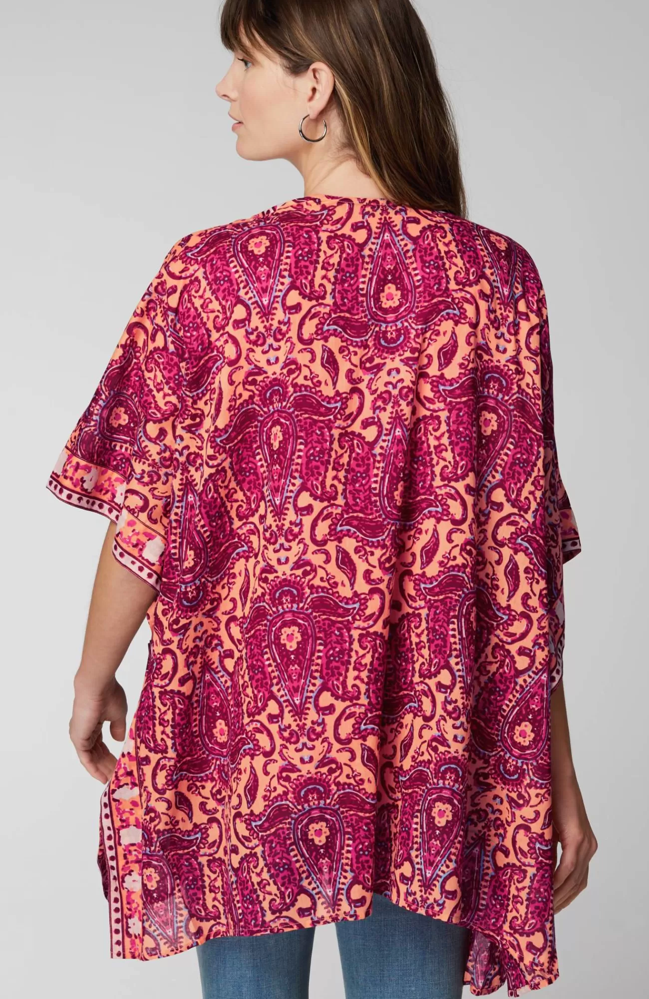 J.Jill Painterly Paisley Ruana Apricot Multi Flash Sale