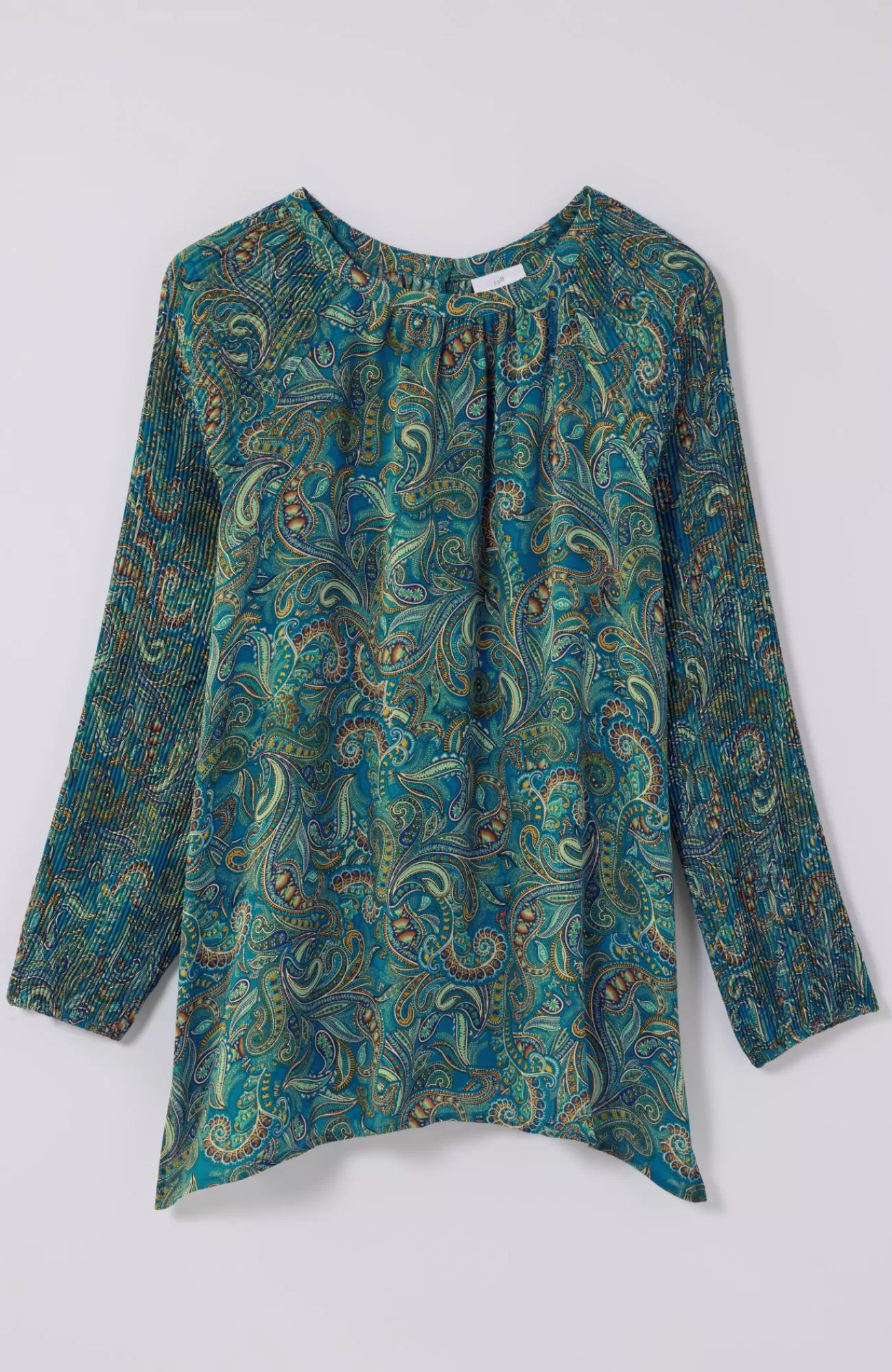 paisley_pleatedsleeves_tunic_4-1.webp J.Jill Paisley Pleated-Sleeves Tunic Bright Teal Ornate Paisley Discount