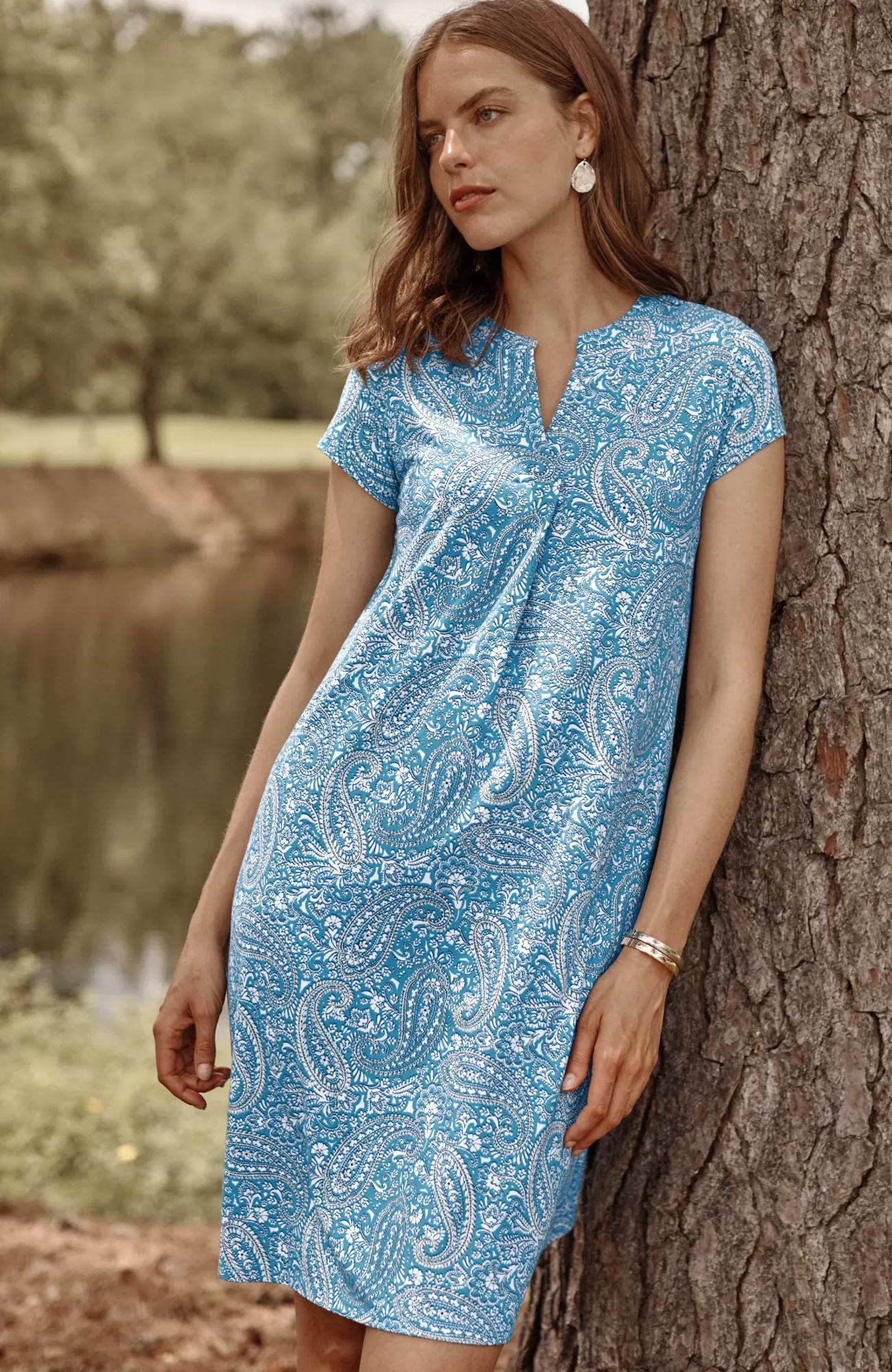 J.Jill Paisley-Printed A-Line Dress Dark Blue Agate Ornate Paisley New