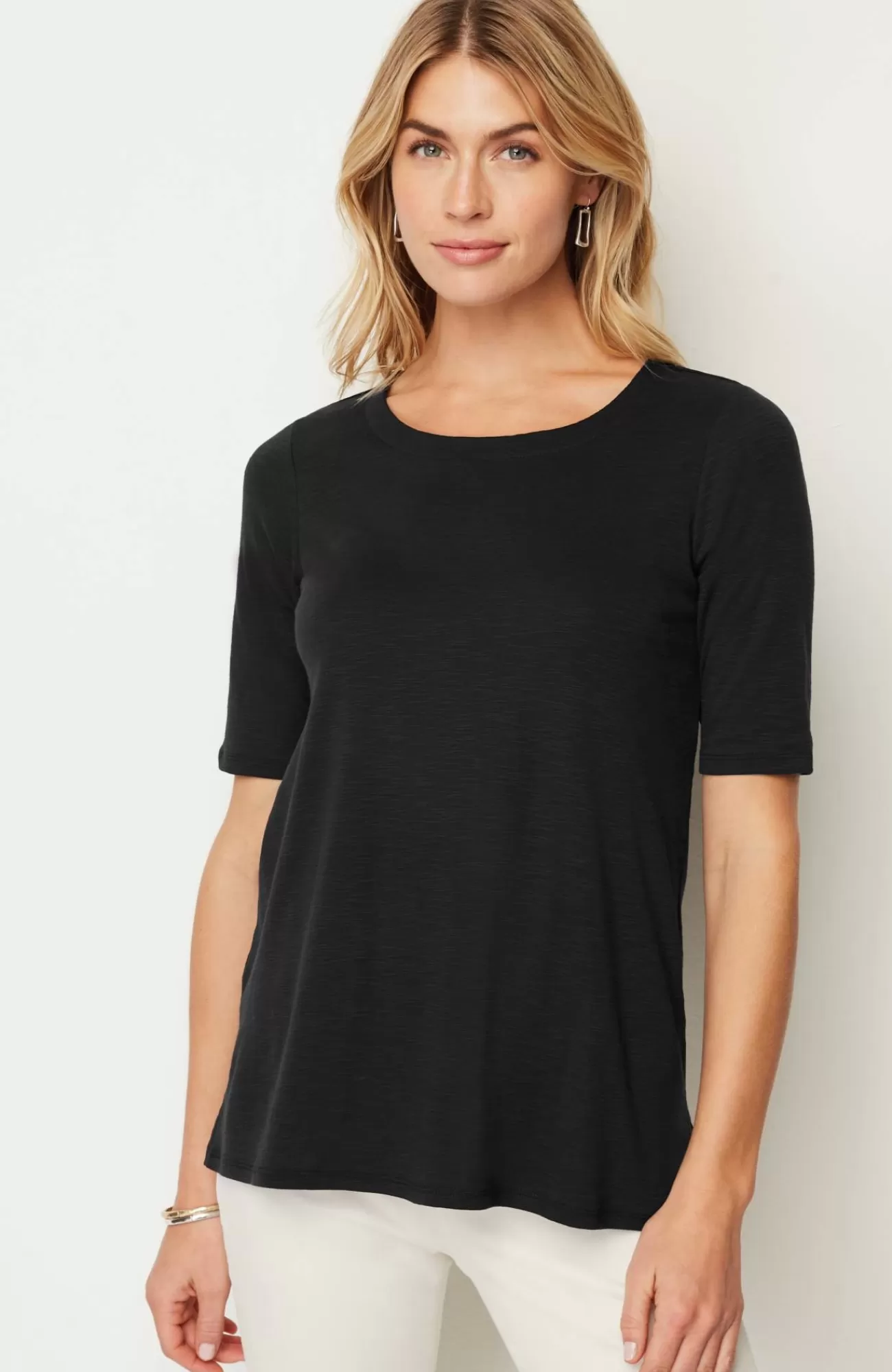 J.Jill Pima-Slub Scoop-Neck Side-Slit Tee Outlet