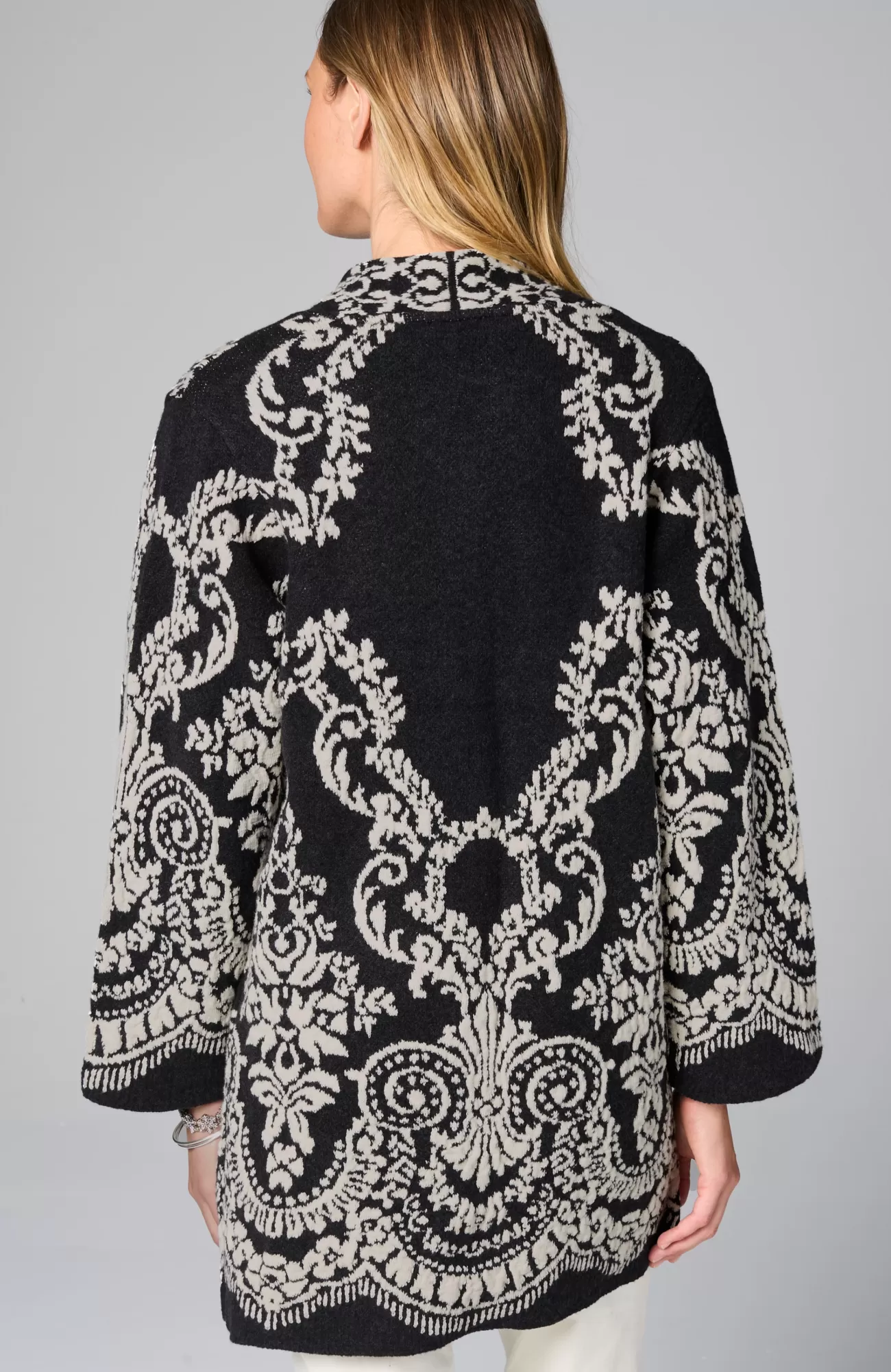 J.Jill Placed-Jacquard Cardi Black Heather/barley Flash Sale