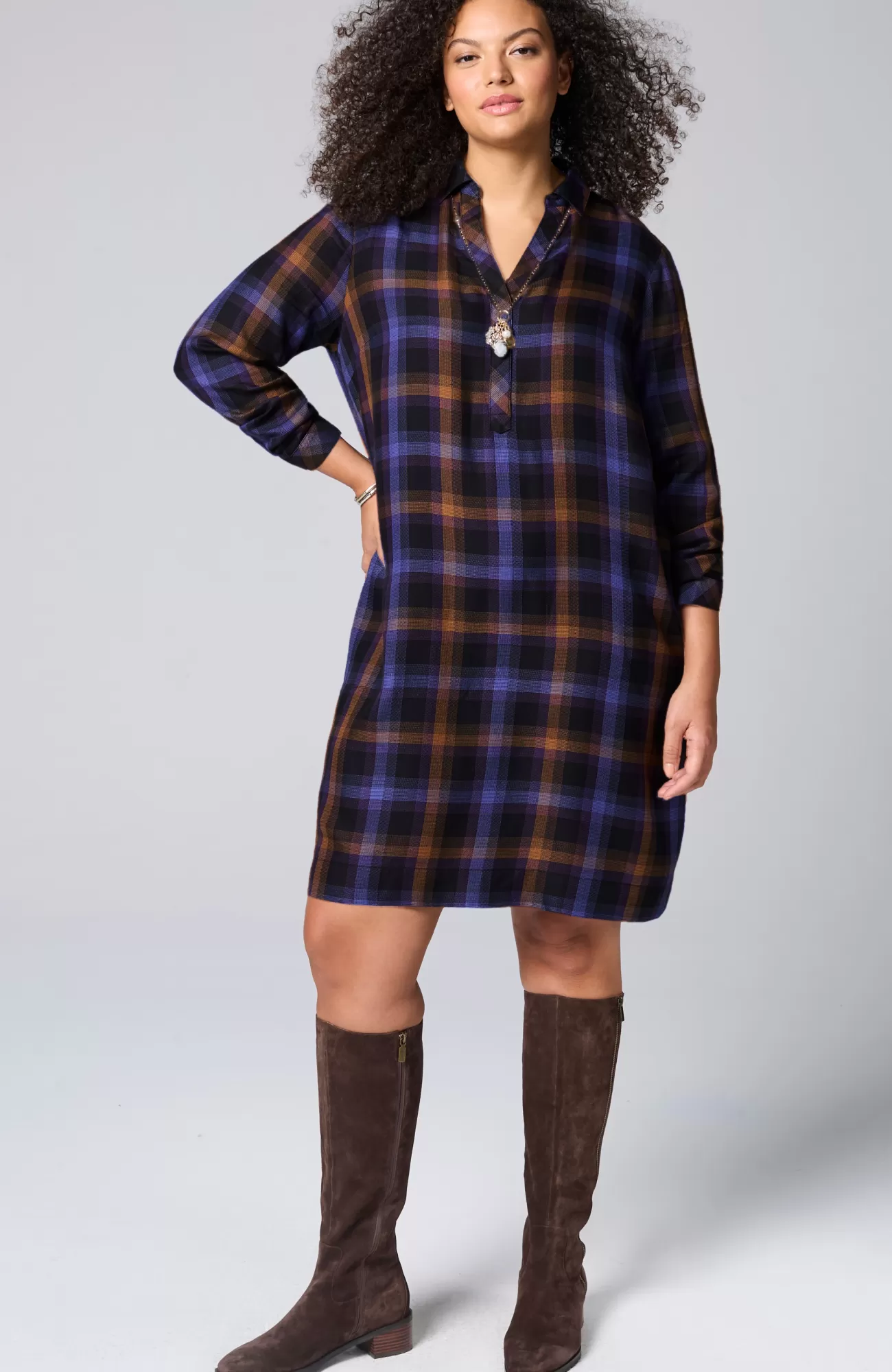 plaid_splitneck_dress_4-1.webp J.Jill Plaid Split-Neck Dress Cheap