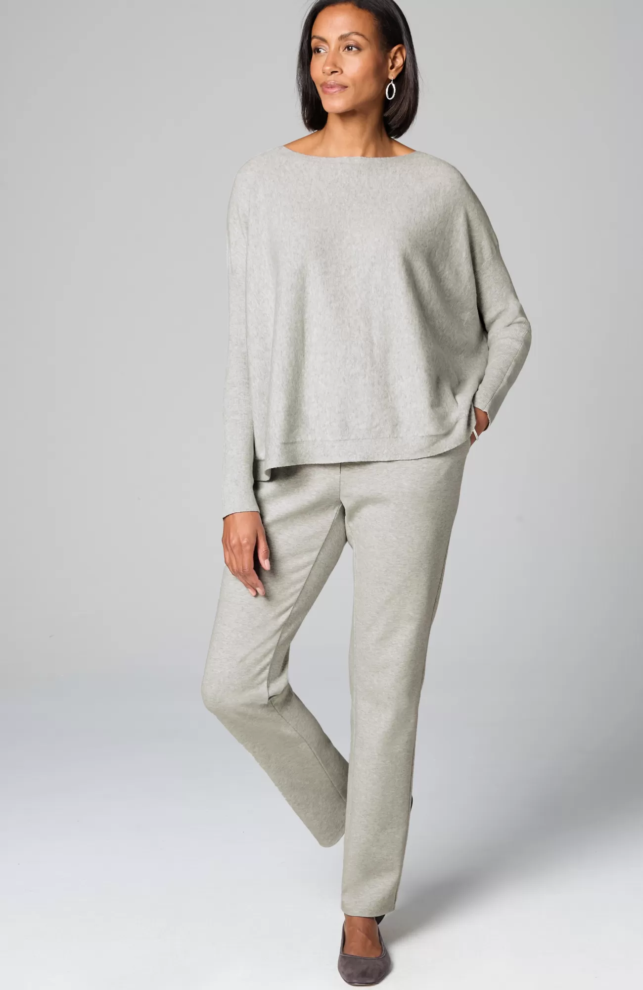 J.Jill Pure Jill Dolman-Sleeve Sweater Soft Grey Heather New