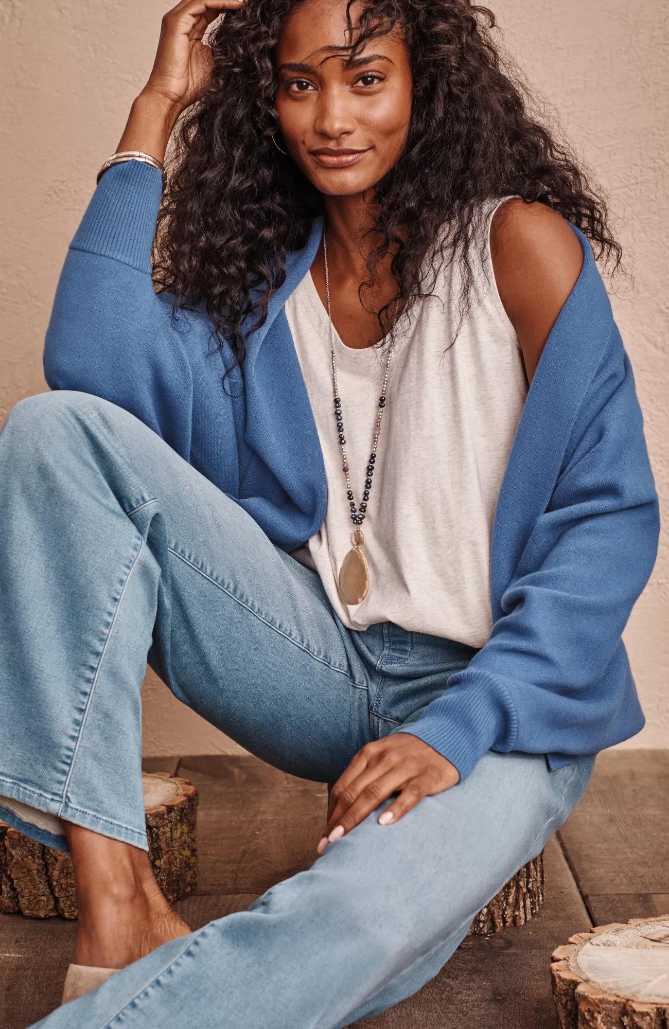 J.Jill Pure Jill Double-Knit Dolman-Sleeve Cardi Deep Sea Best