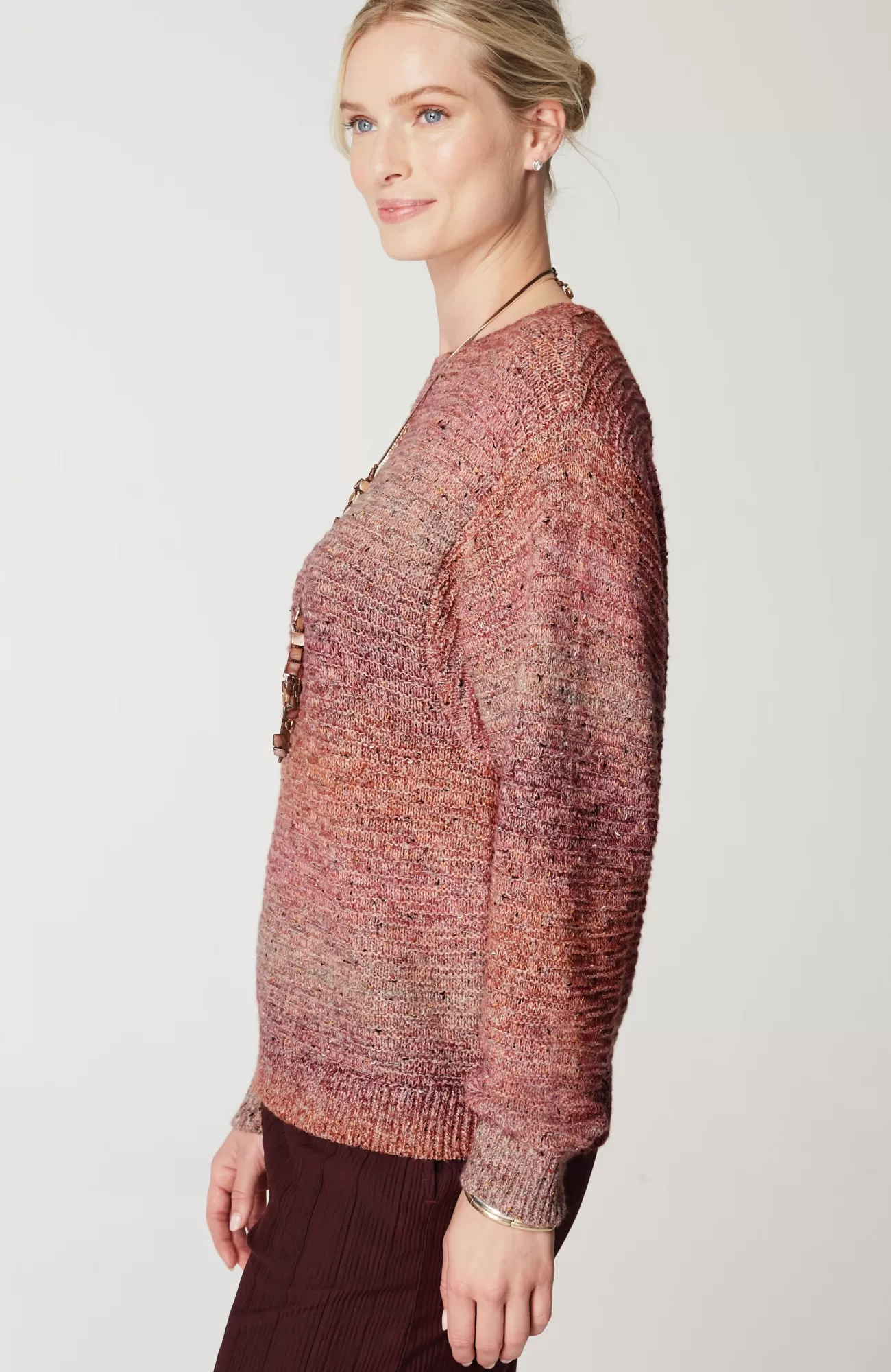J.Jill Pure Jill Multicolored Knit Sweater Dried Rose Multi Store