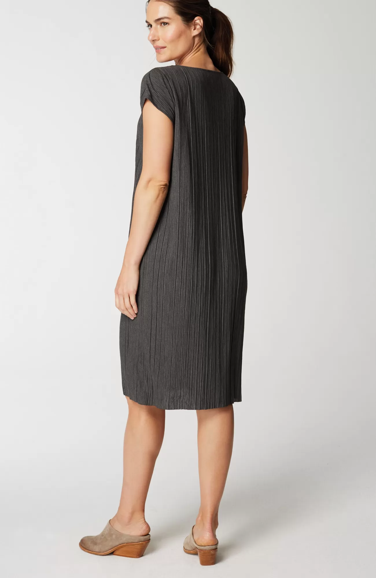 J.Jill Pure Jill Pleated Knit Dress Dark Charcoal Heather Outlet