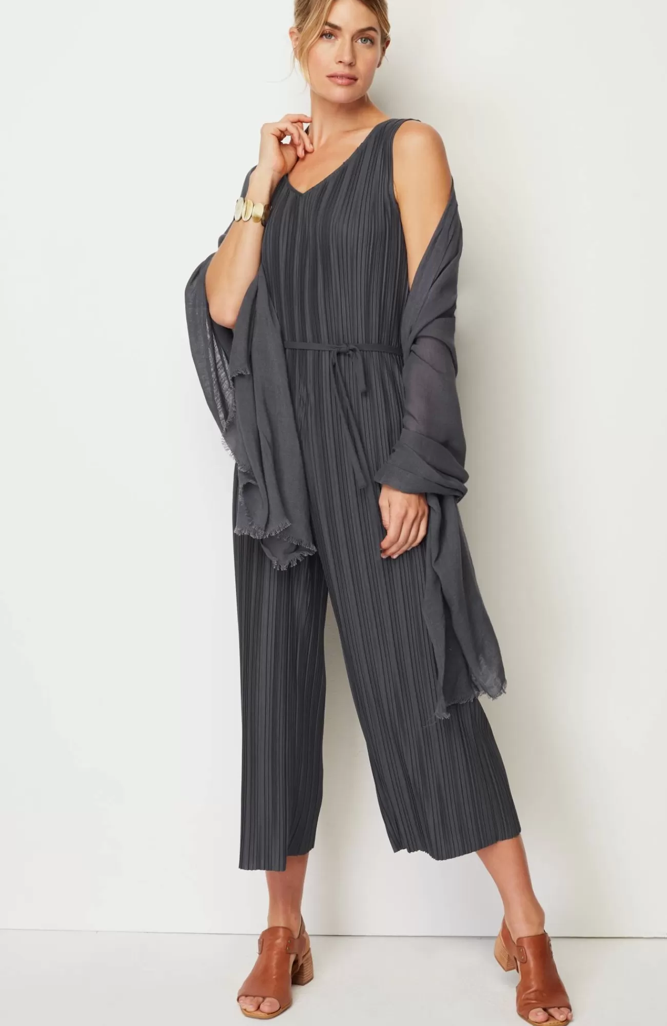 J.Jill Pure Jill Pleated Knit Jumpsuit Black Pearl New