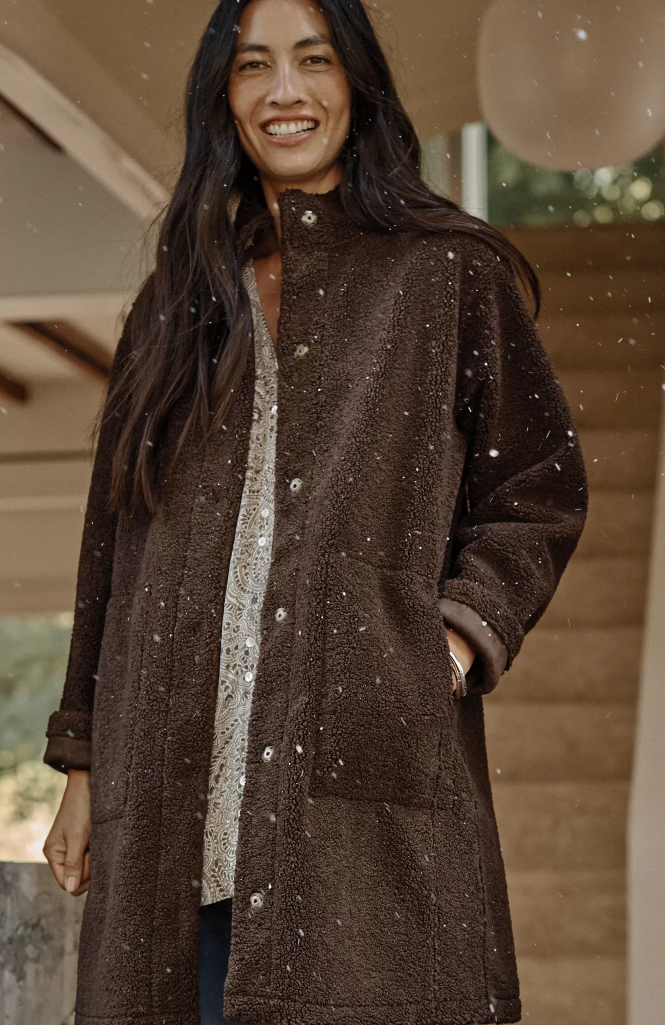 J.Jill Pure Jill Reversible Long Teddy Coat Chocolate New