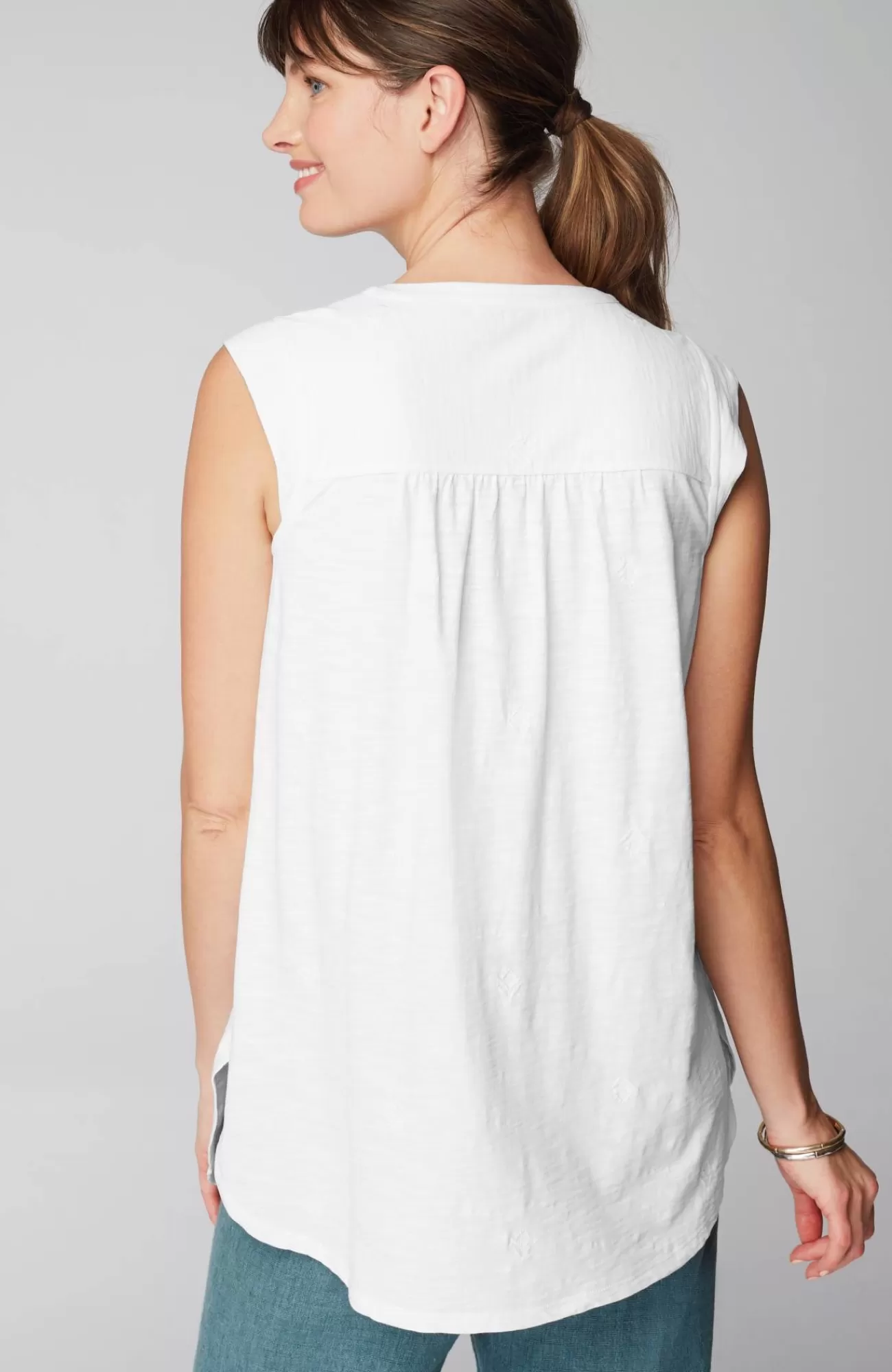 J.Jill Pure Jill Tonal-Embroidered Tunic White Hot