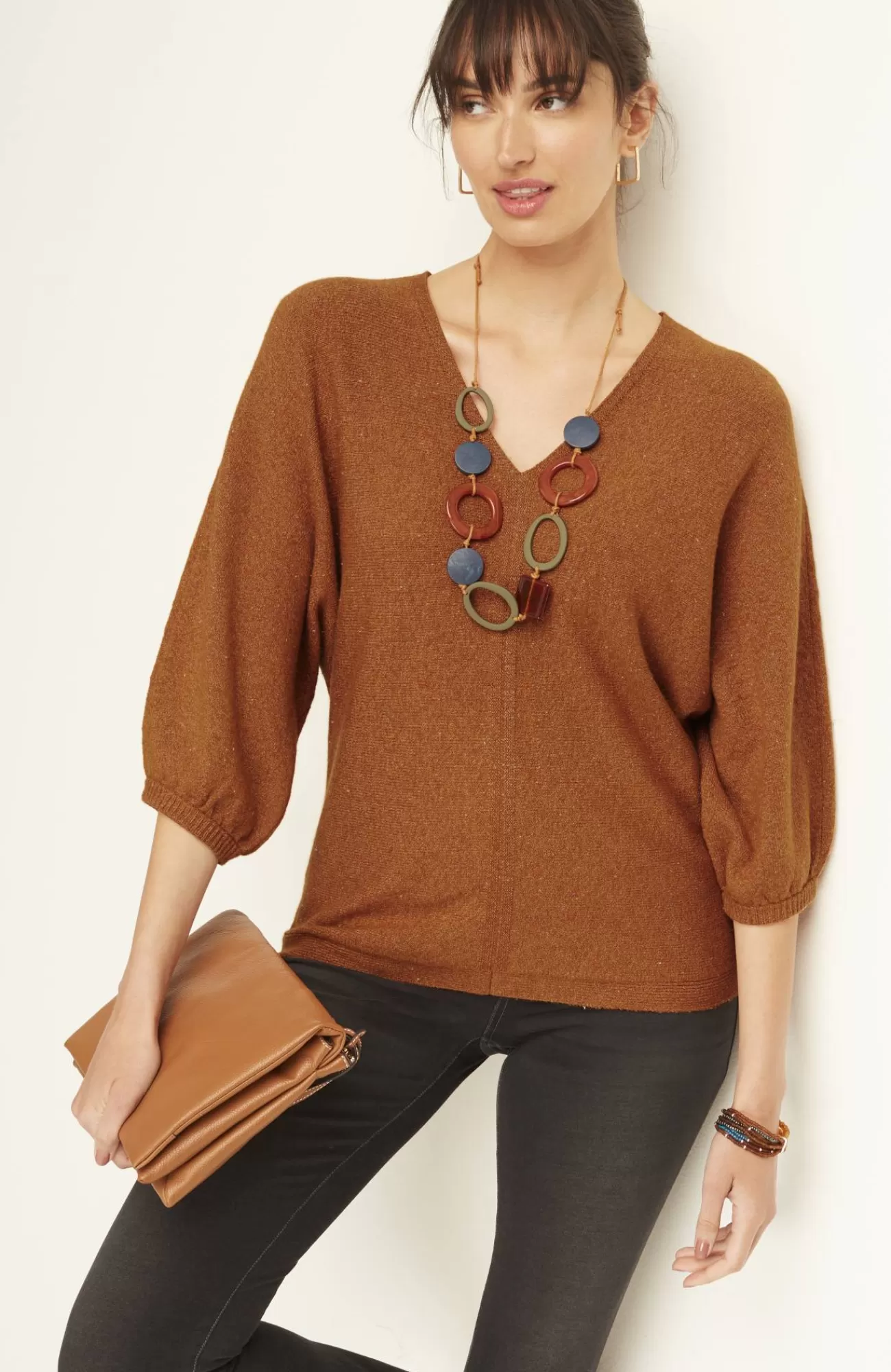 J.Jill Pure Jill Tweed Double-V Sweater Clearance