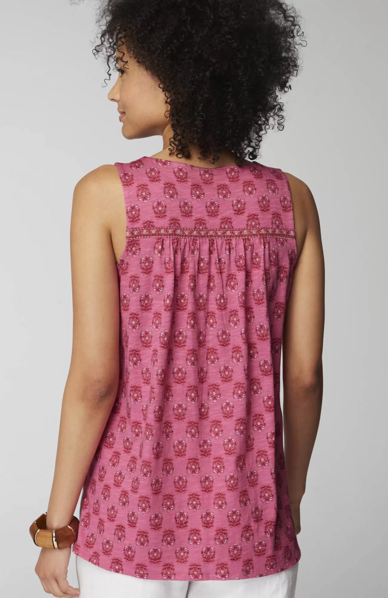 J.Jill Sleeveless Border-Printed Tunic Light Flamingo Decorative Stamp Mix Fashion