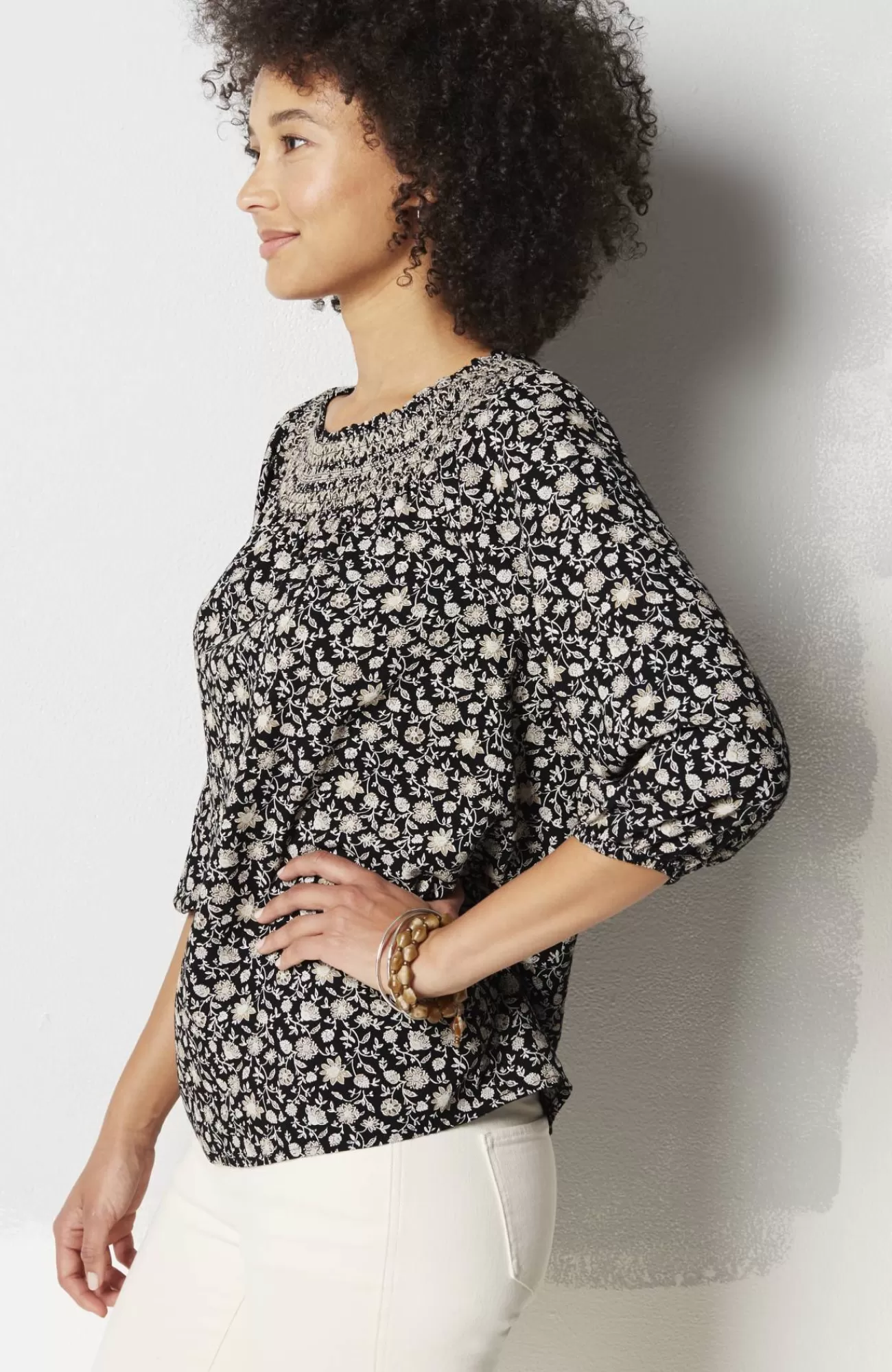 J.Jill Smocked Two-Way A-Line Top Best