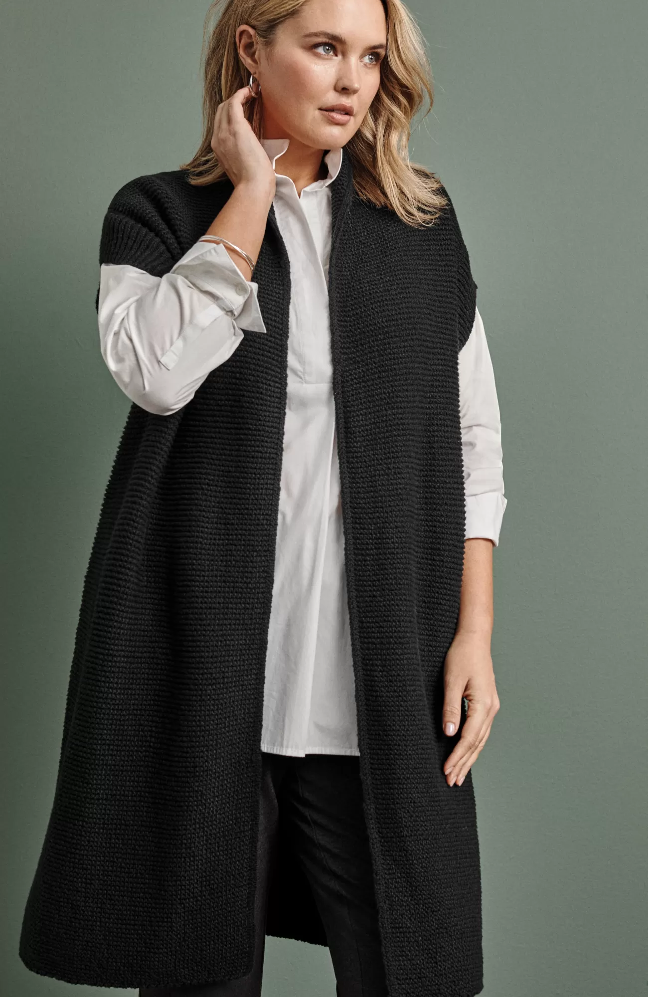 J.Jill Textured Long Gilet Vest Tamarind Fashion