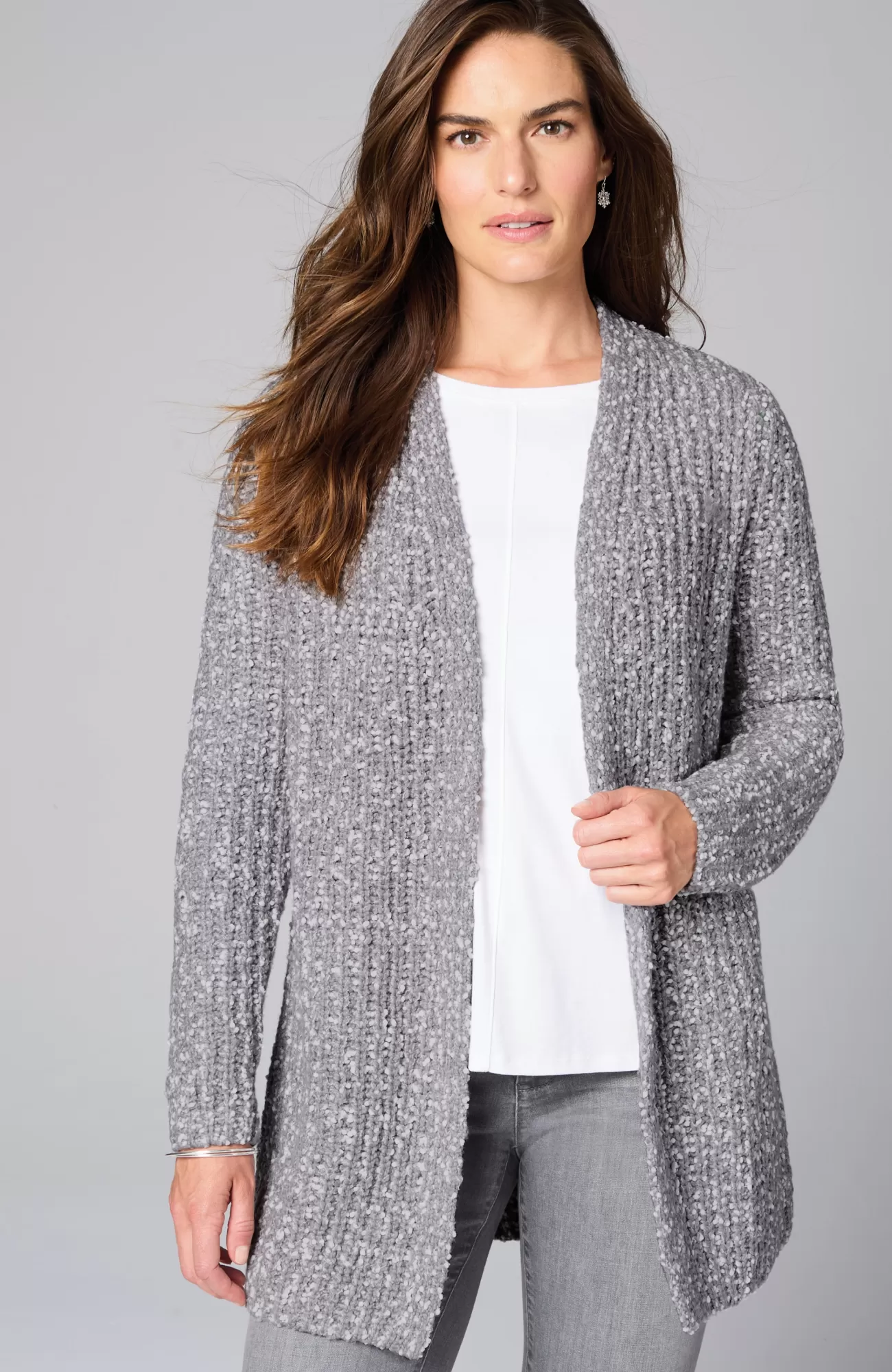 J.Jill Textured Two-Tone Cardi Cream/dark Grey Shop