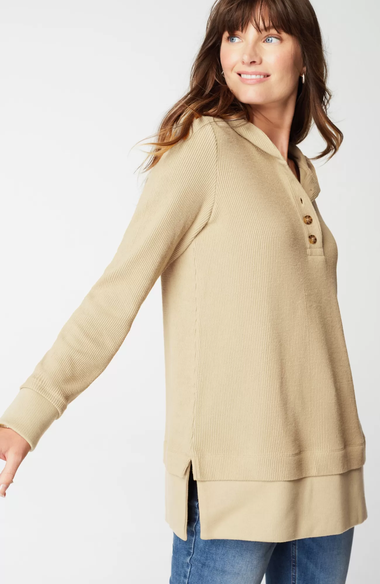 J.Jill Textured-Knit Hoodie Tunic Clearance