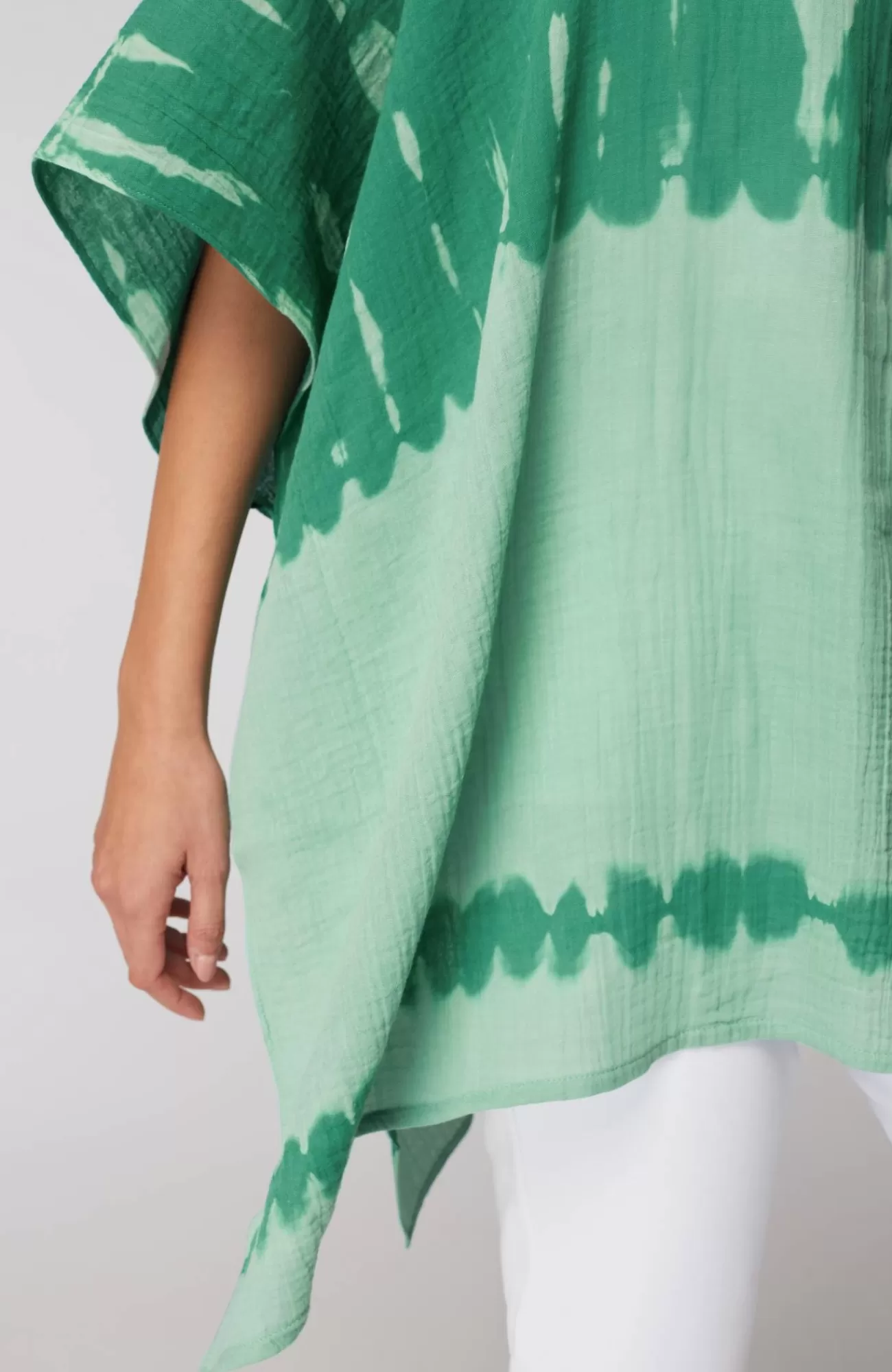 J.Jill Tie-Dye Cotton-Gauze Poncho Light Rainforest Multi Best Sale