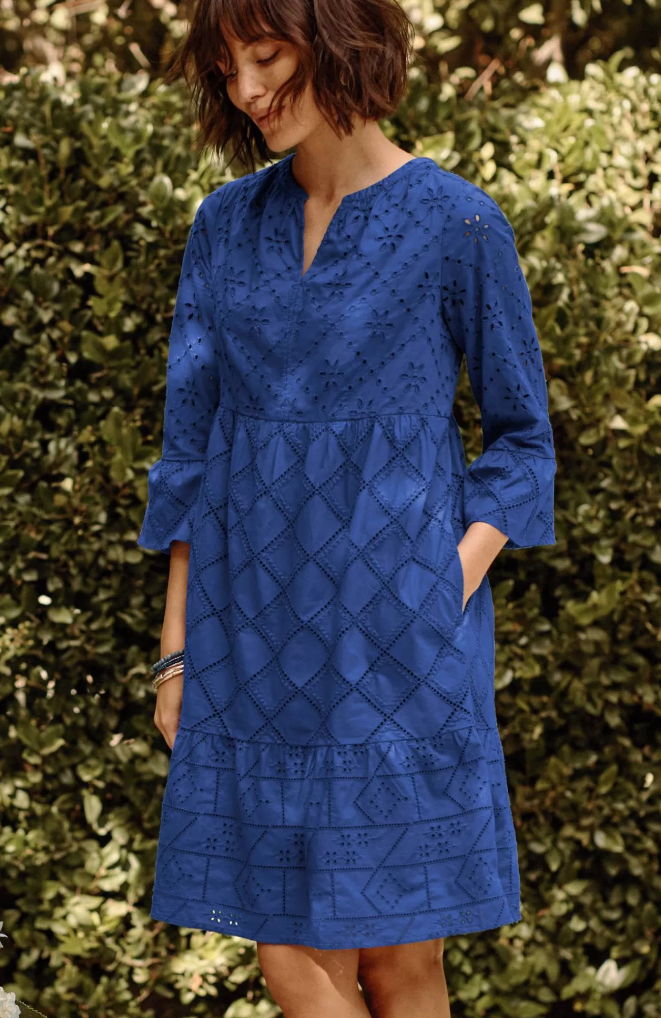 J.Jill Tiered Eyelet Dress Amalfi Coast Hot