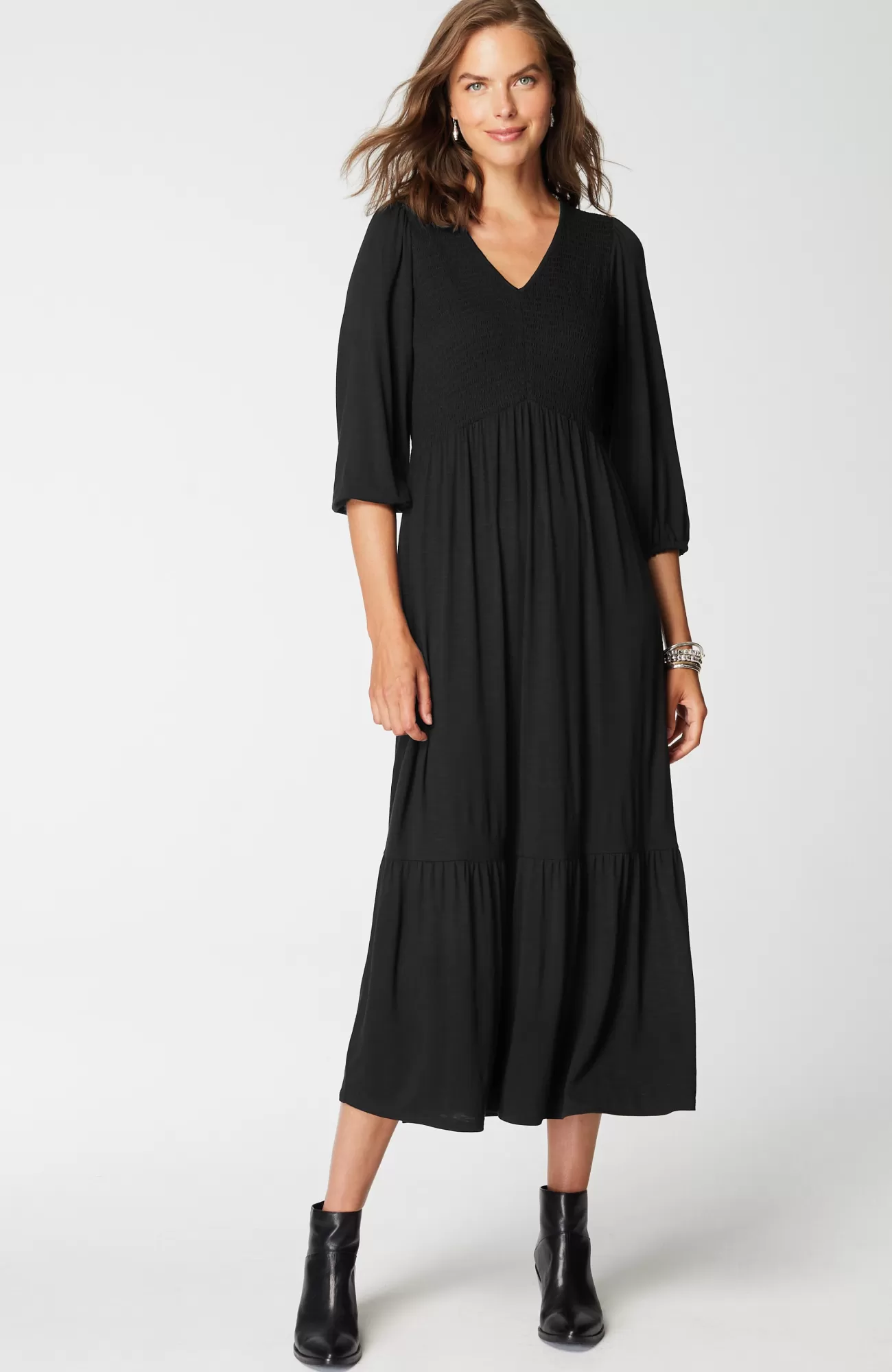 J.Jill Tiered Flounced-Hem Midi Dress Best Sale