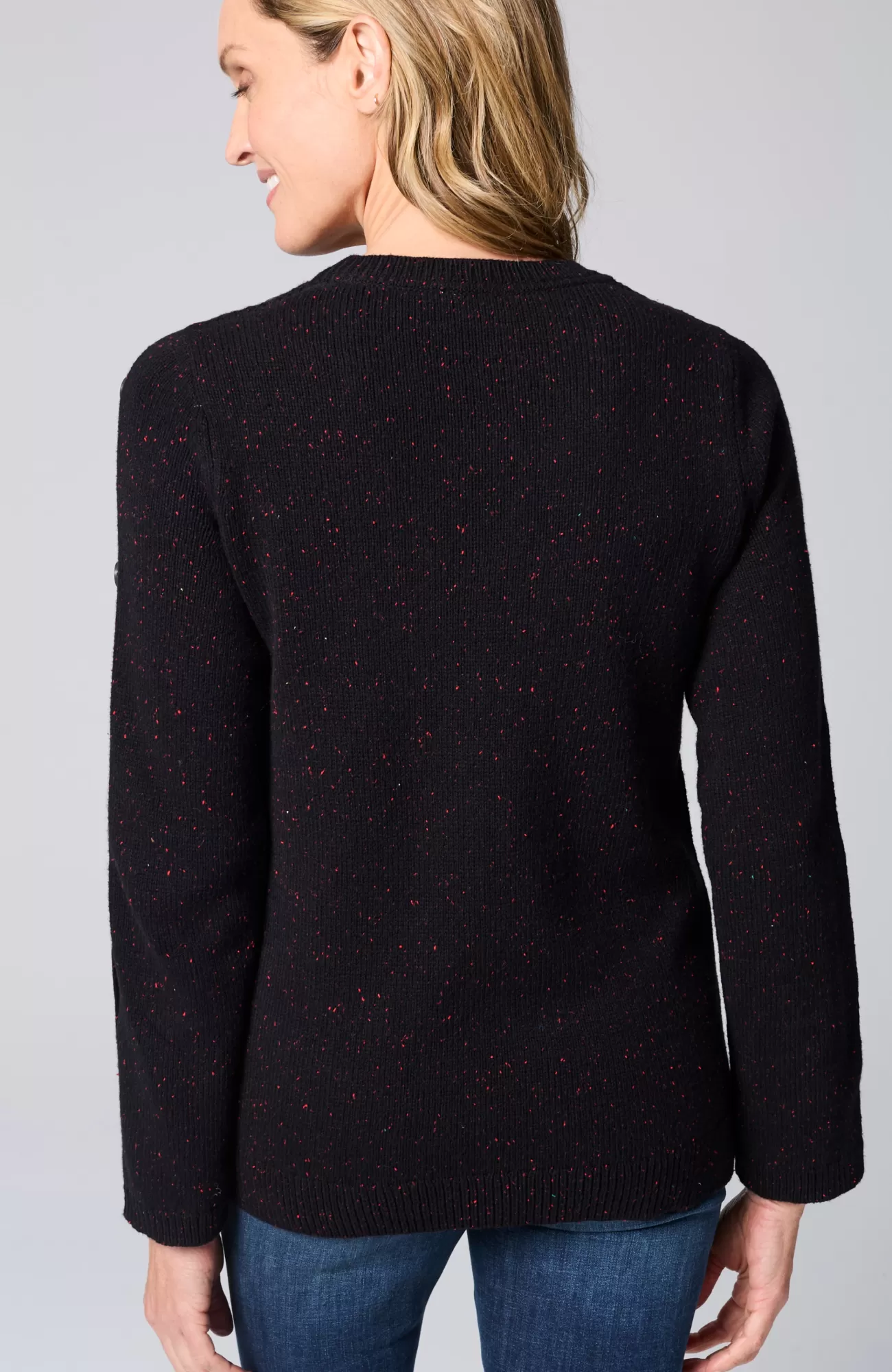 J.Jill Tweed Buttoned-Sleeve Sweater Fashion