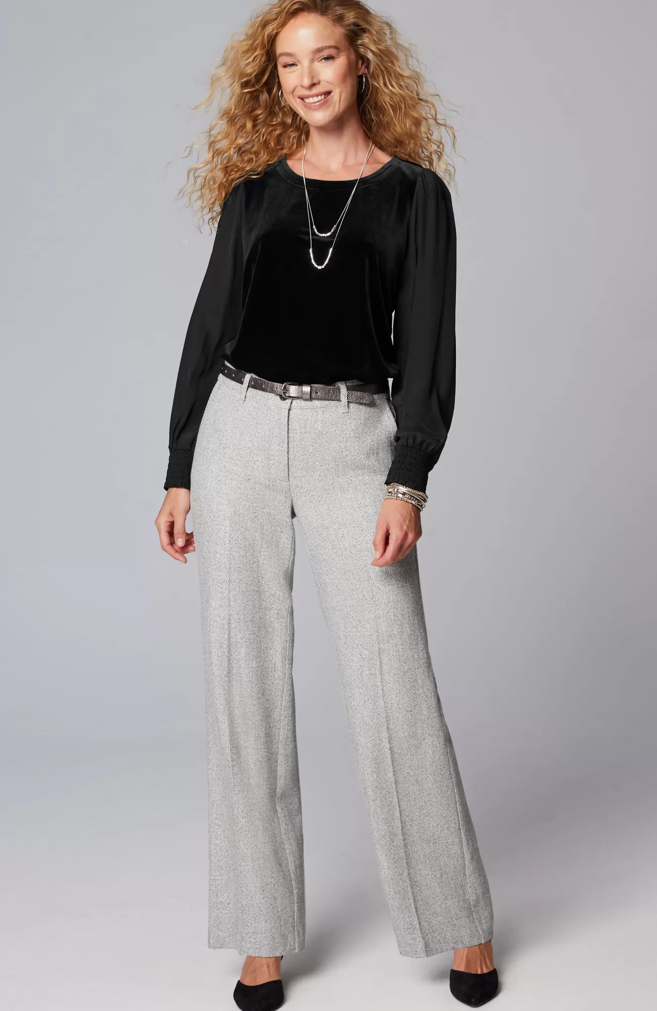 J.Jill Velour Mixed-Media Top Hot