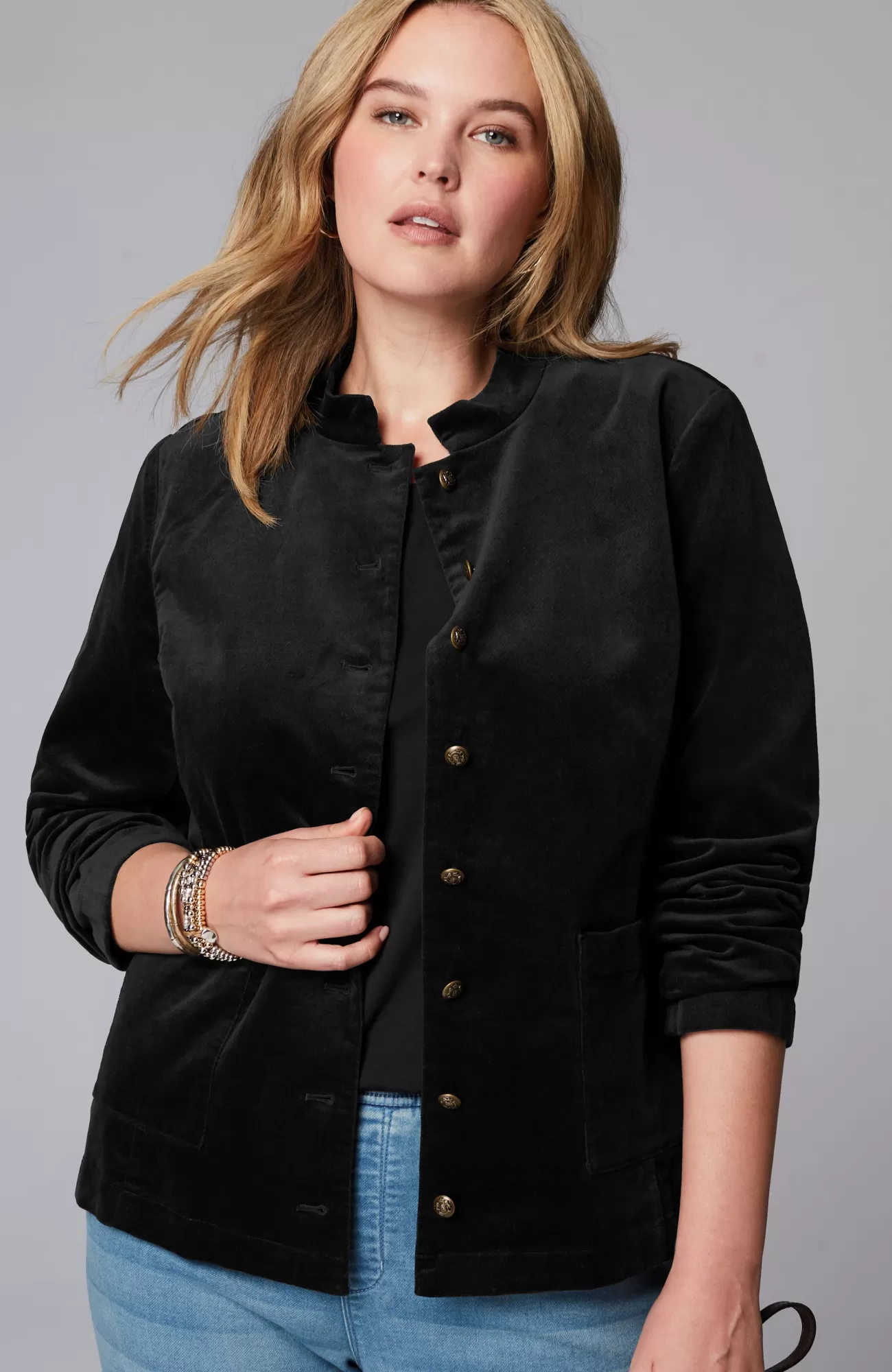 J.Jill Velveteen-Stretch Military Jacket Online