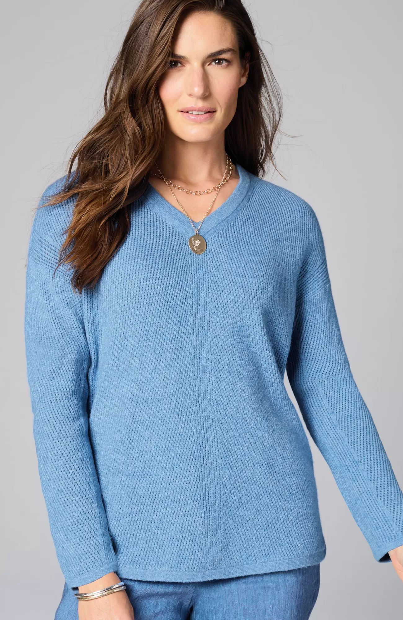 J.Jill Waffle-Textured V-Neck Pullover Shop