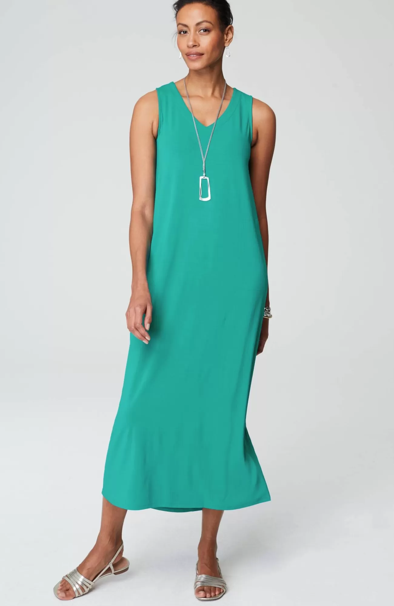 J.Jill Wearever A-line Elliptical-Hem Dress Teal Green Best