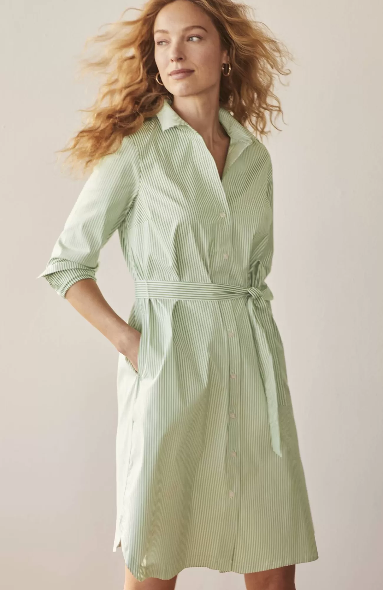 J.Jill Wearever Belted Shirtdress Mojito/white Store