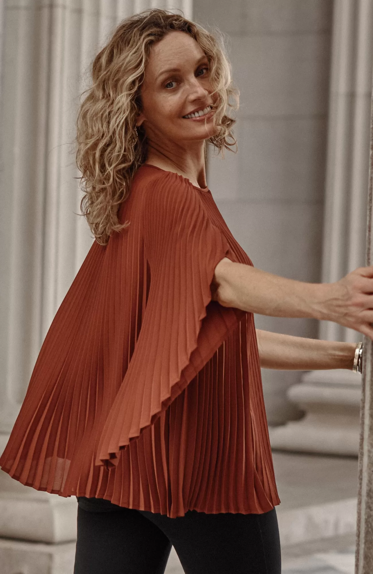 J.Jill Wearever Boat-Neck Pleated Top Auburn Clearance