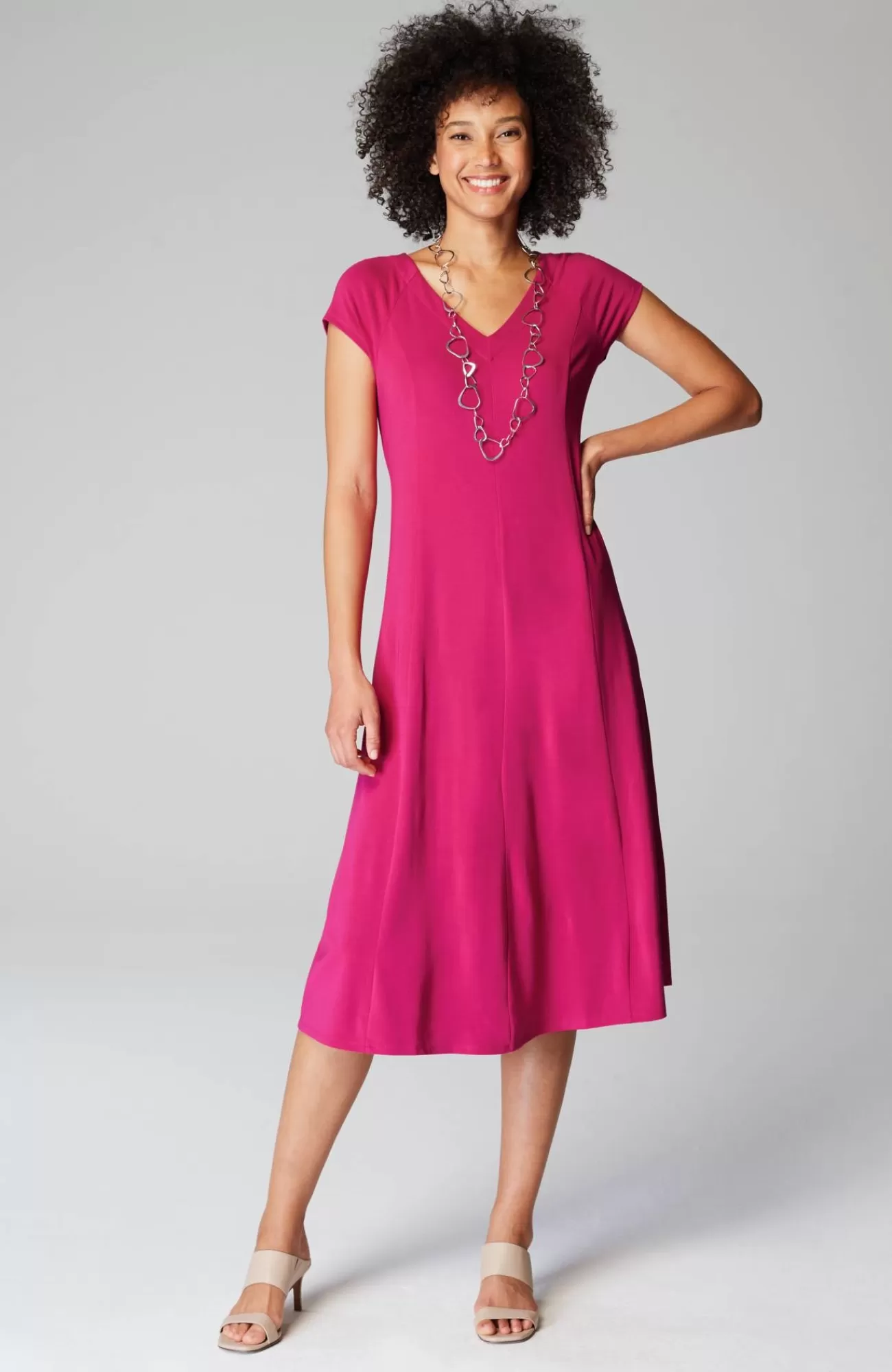 J.Jill Wearever Draped Cap-Sleeve Dress Raspberry Wine New